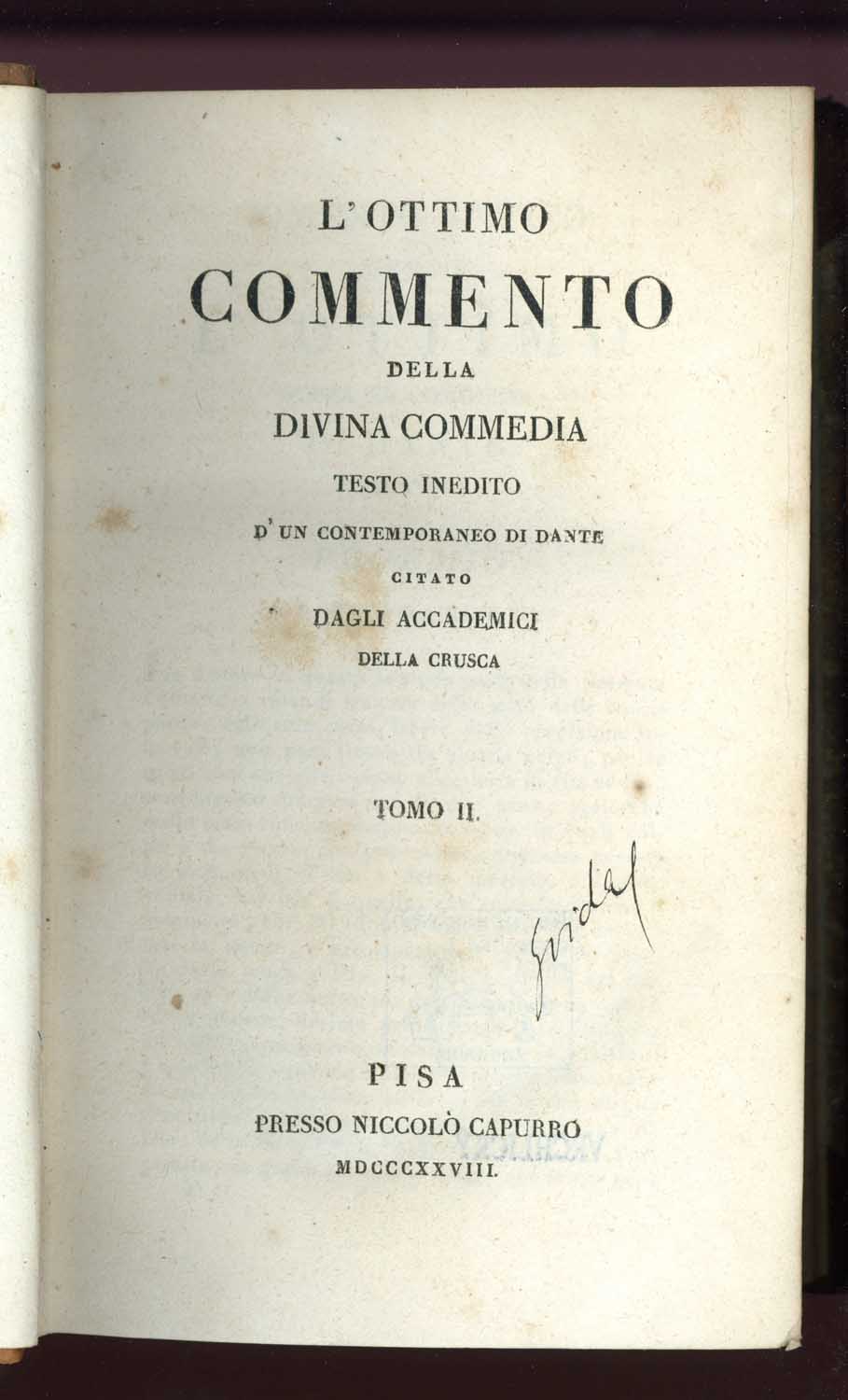 Náhledový obrázek L’ Ottimo Commento della Divina Commedia, testo inedito d’ un contemporaneo di Dante - 3