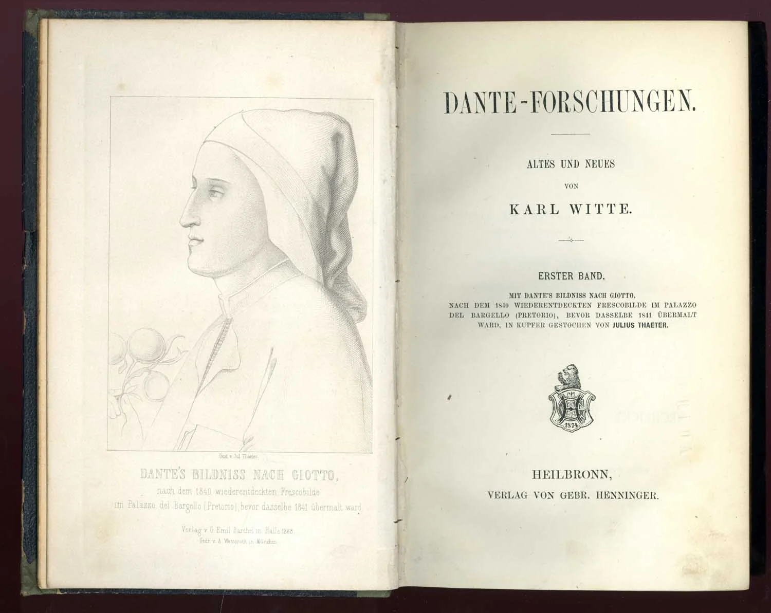 Náhledový obrázek předmětu Dante-Forschungen. Altes und neues, 1.