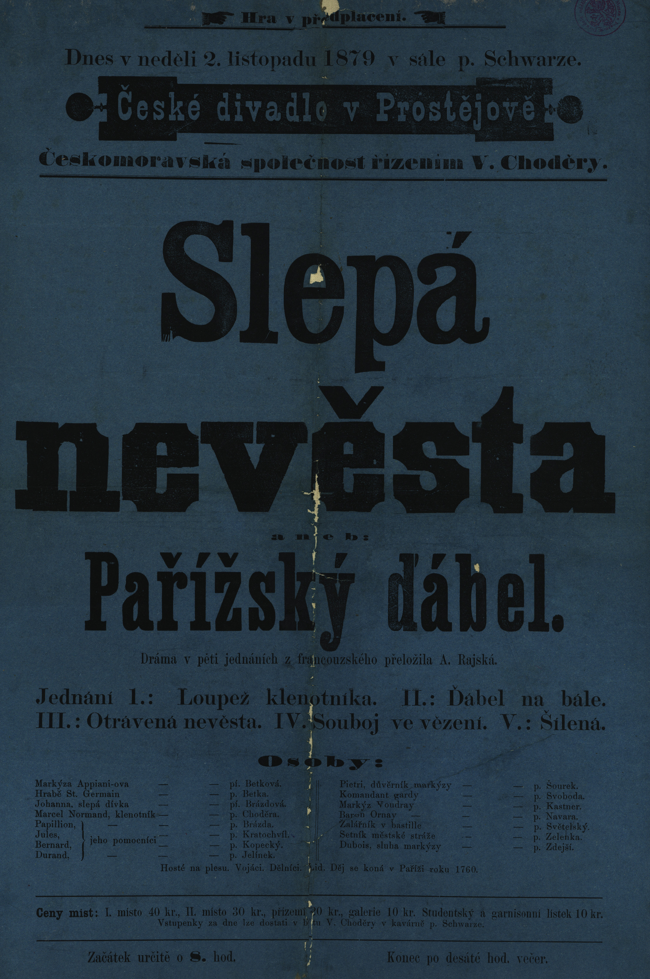 Náhledový obrázek Slepá nevěsta aneb Pařížský ďábel - 1