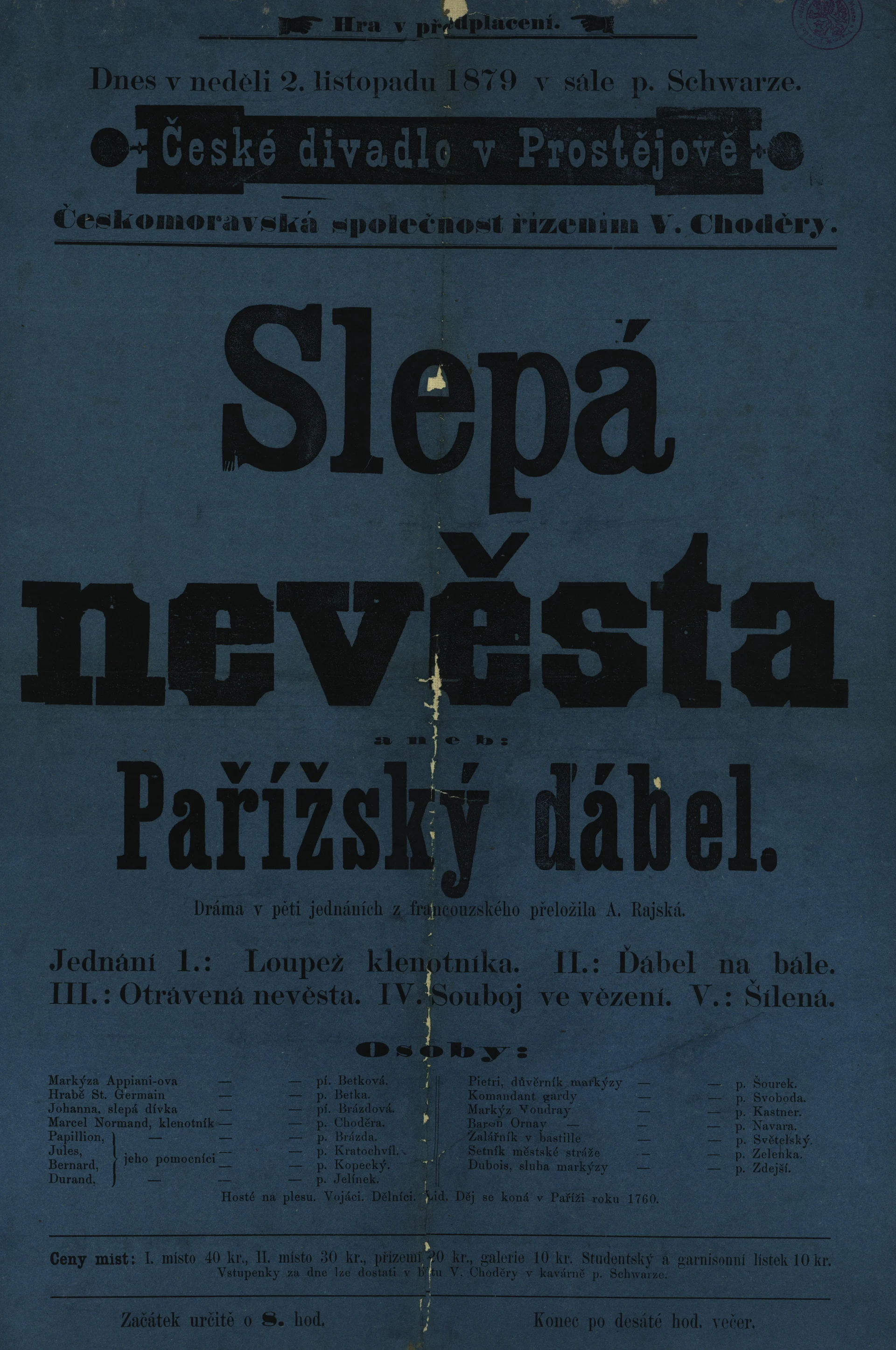 Náhledový obrázek předmětu Slepá nevěsta aneb Pařížský ďábel
