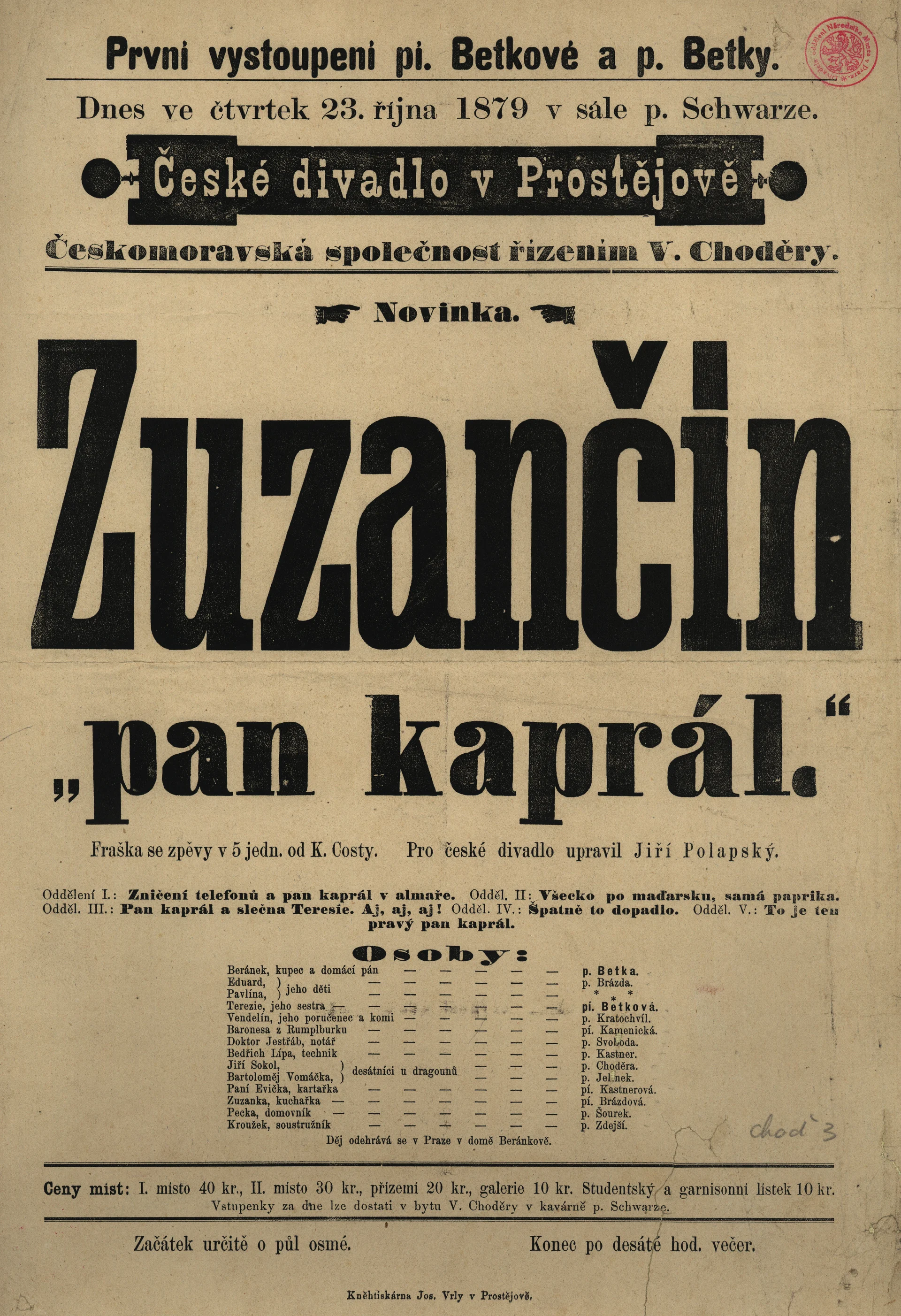 Náhledový obrázek předmětu Zuzančin "pan kaprál"