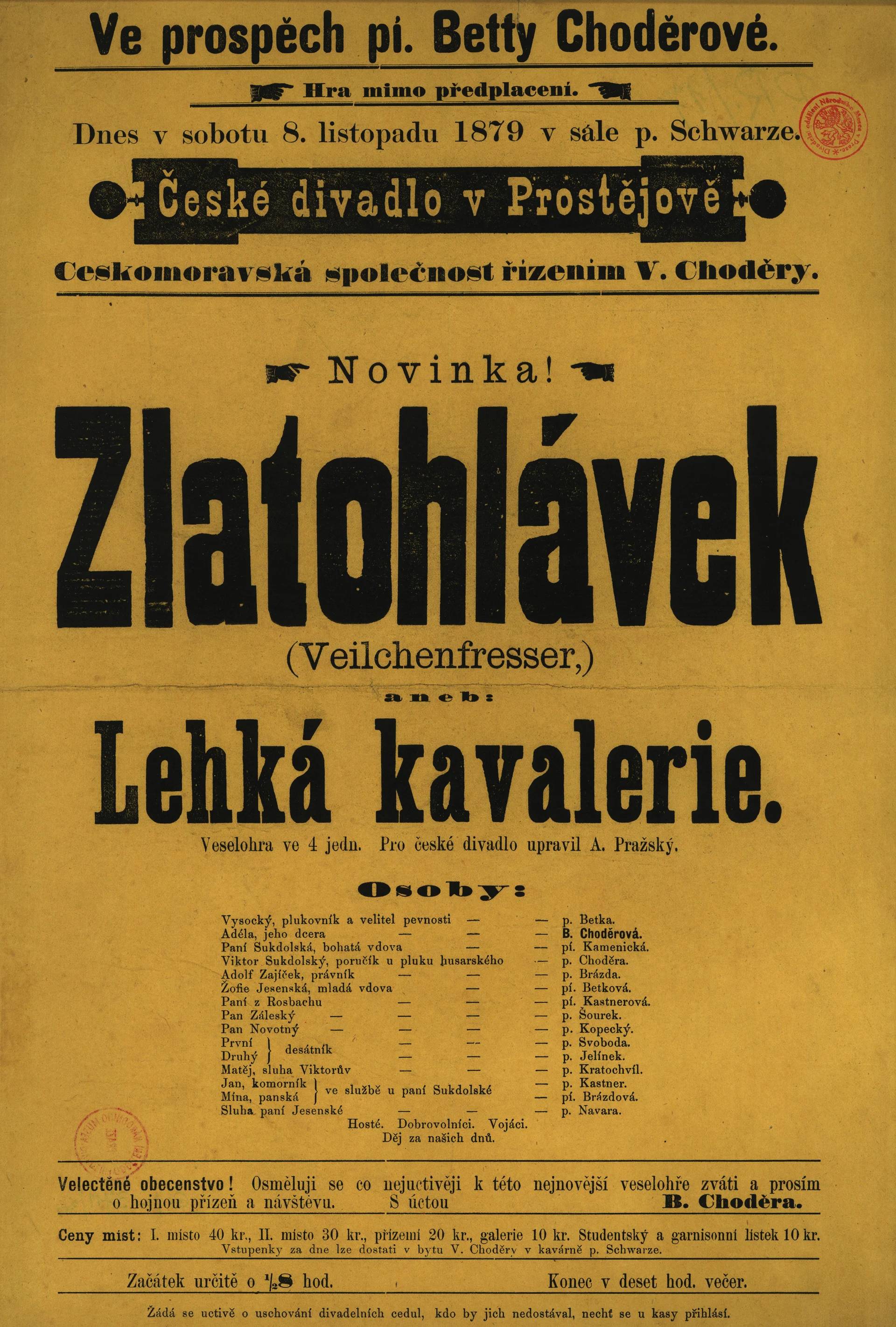 Náhledový obrázek předmětu Zlatohlávek aneb Lehká kavalerie