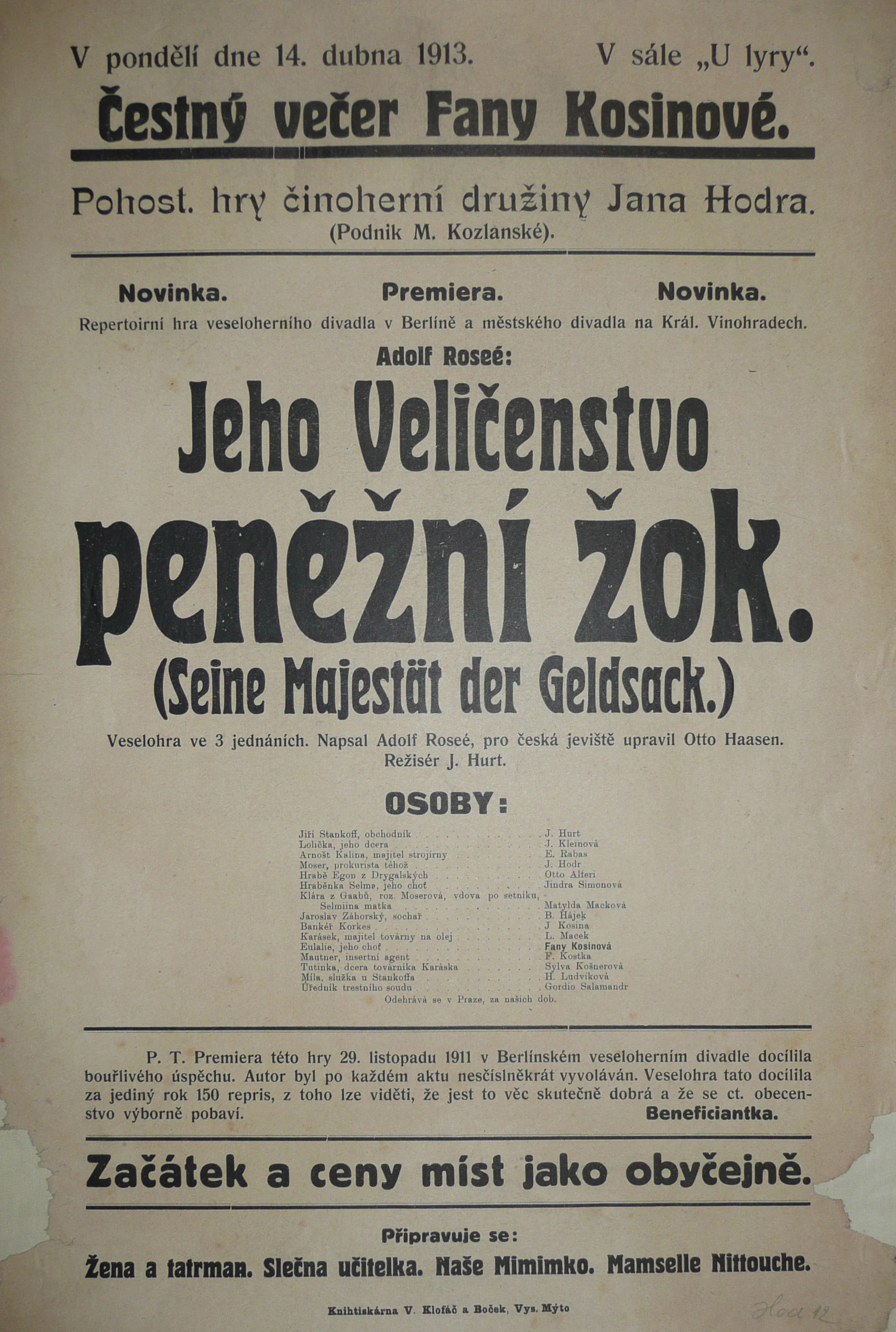 Náhledový obrázek předmětu Jeho Veličenstvo peněžní žok