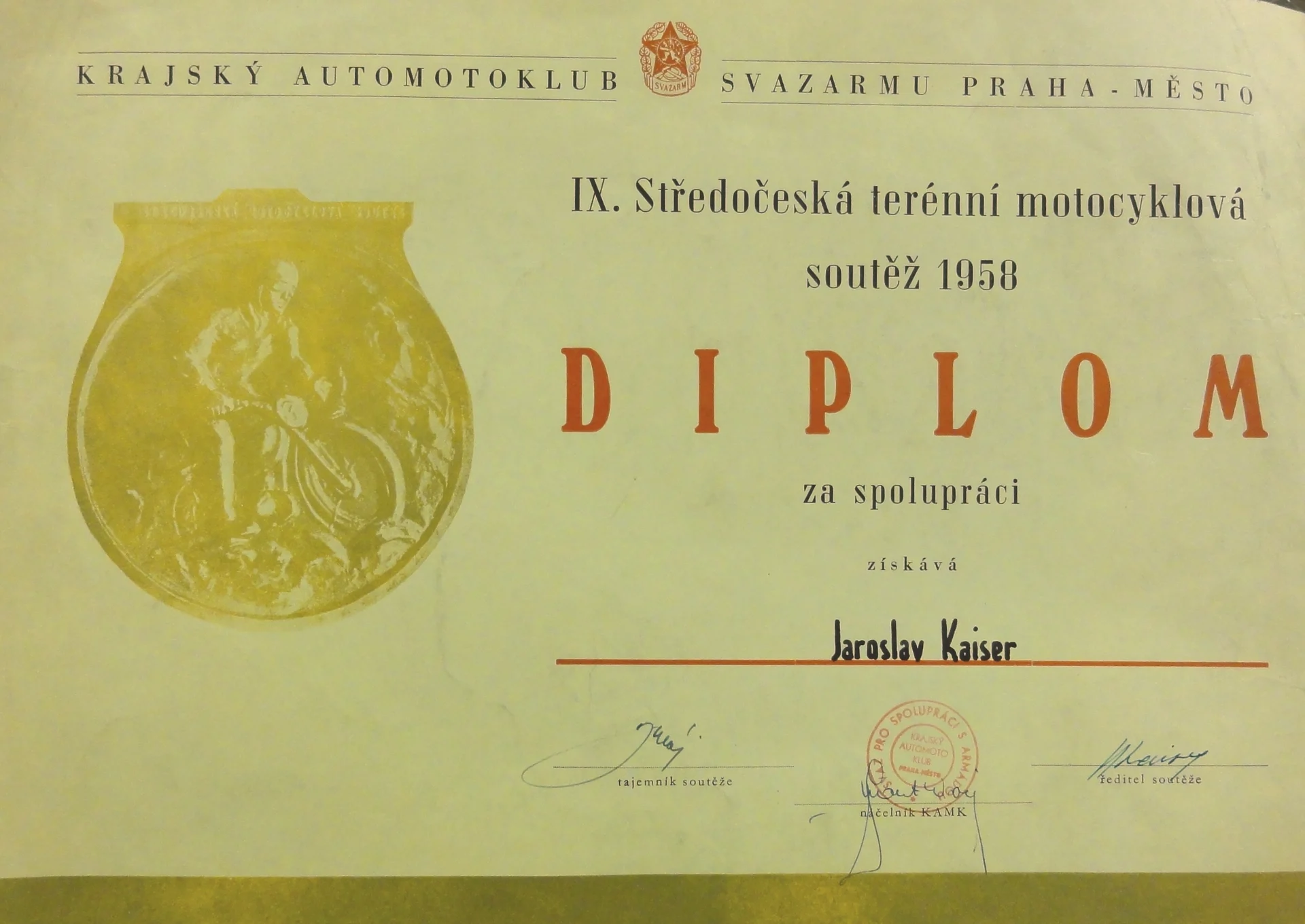Náhledový obrázek předmětu Středočeská terénní motocyklová soutěž 1958