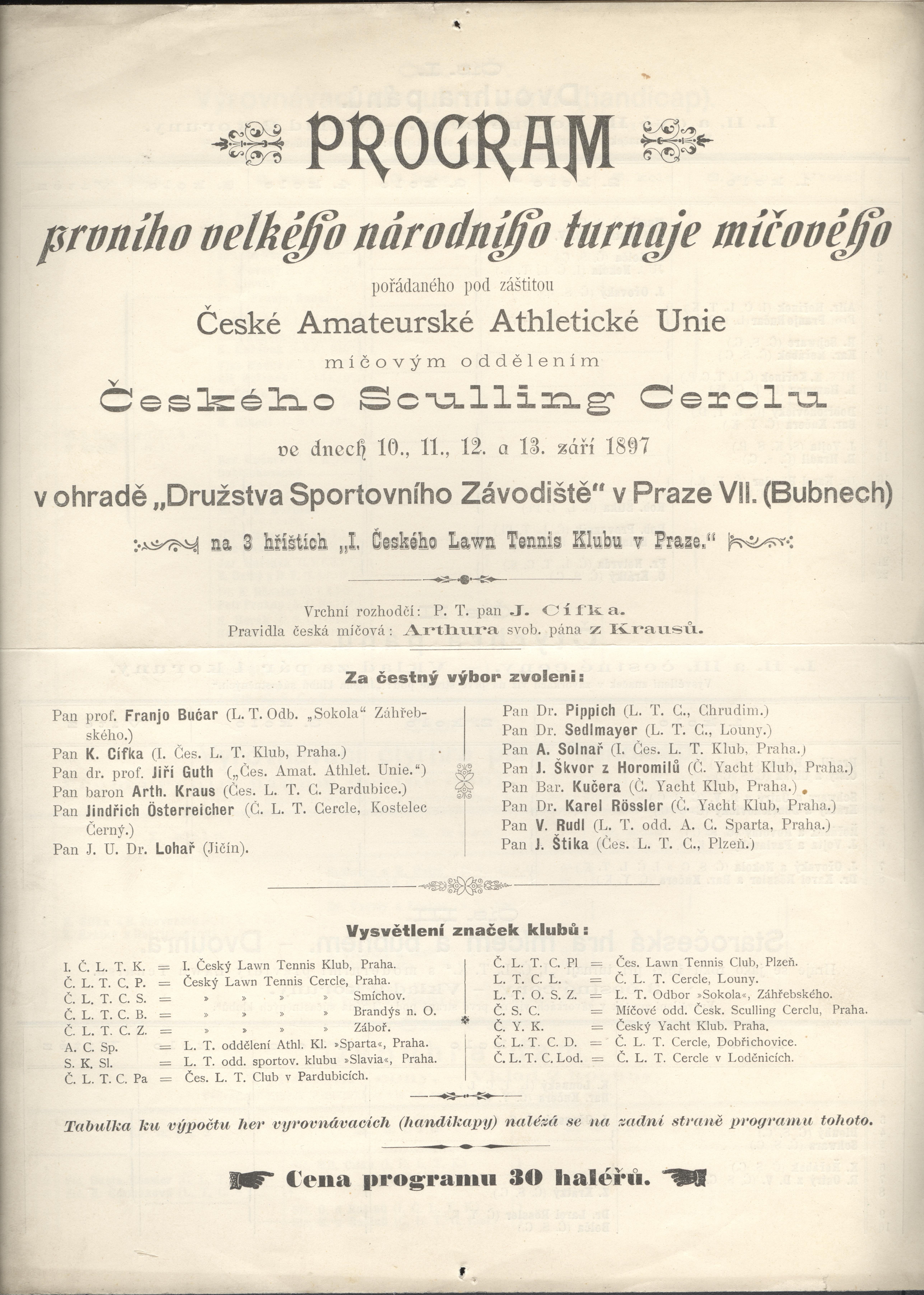 Náhledový obrázek Program prvního velkého národního turnaje míčového - 2