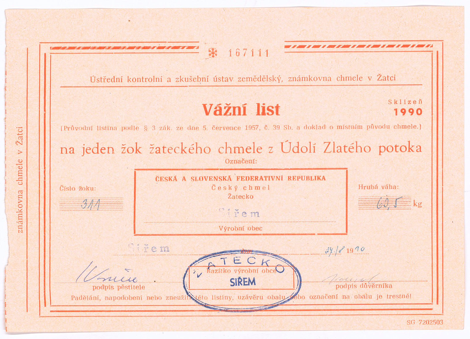 Náhledový obrázek Vážní list - 1