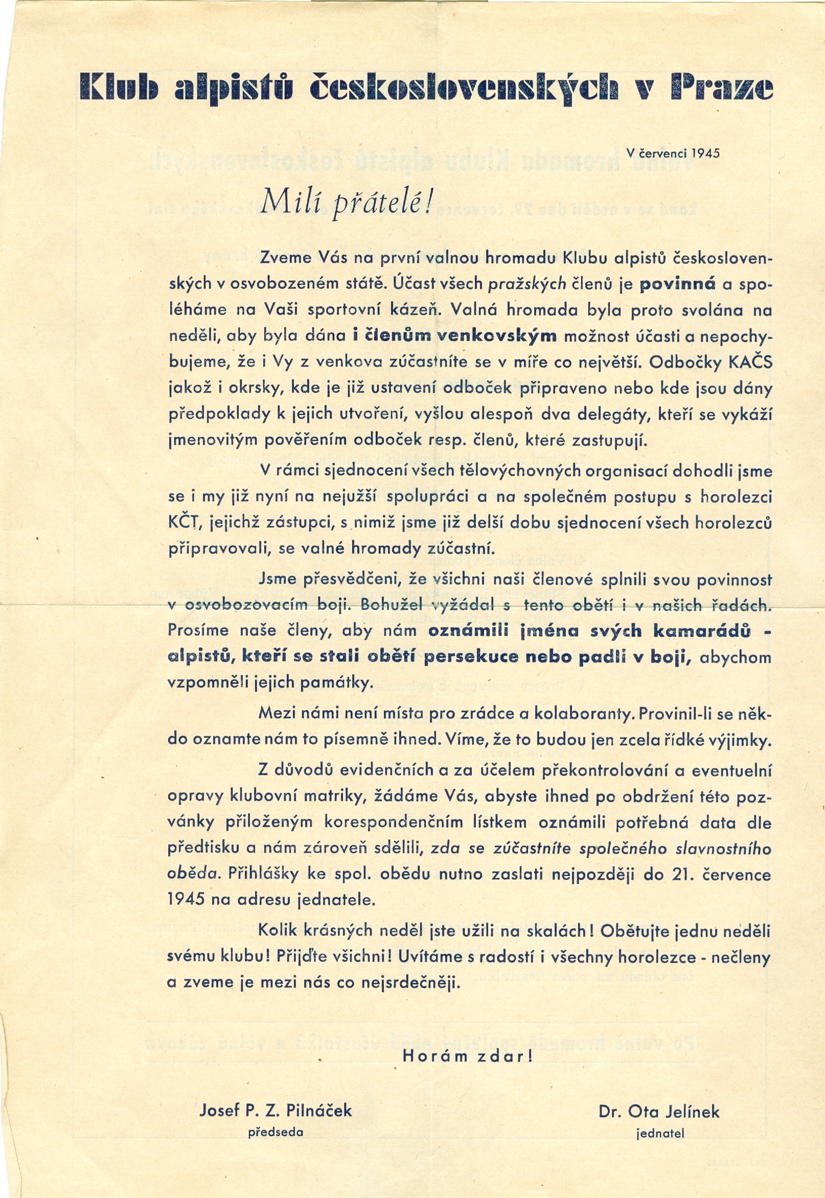 Náhledový obrázek Valná hromada Klubu alpistů československých - 1