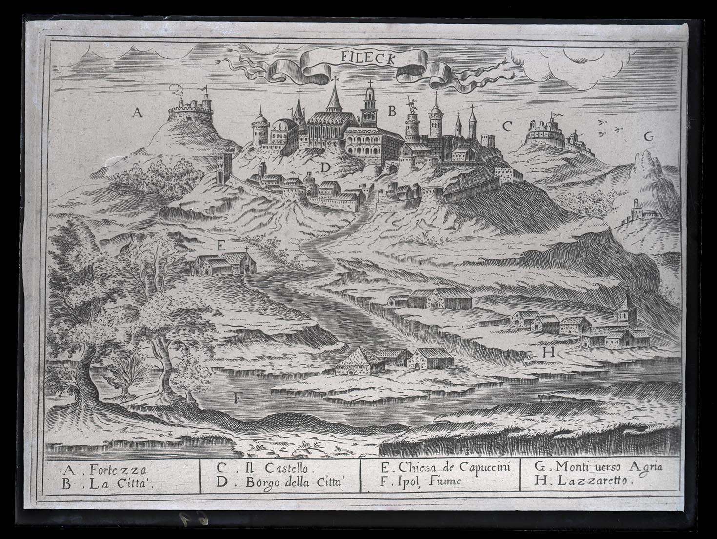 Náhledový obrázek Hrad Fiľakovo - historická kresba - 1