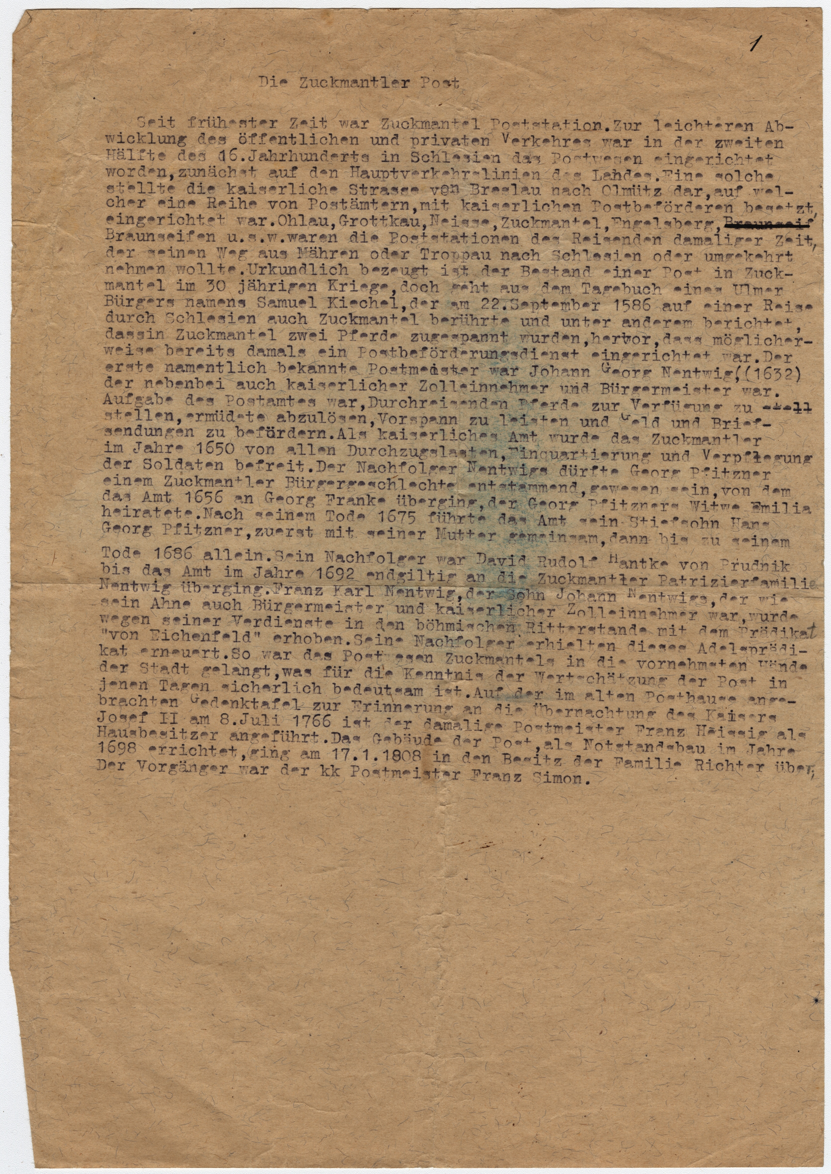 Náhledový obrázek Stvrzenka poštovního úřadu ve Zlatých Horách (r. 1805) - 3
