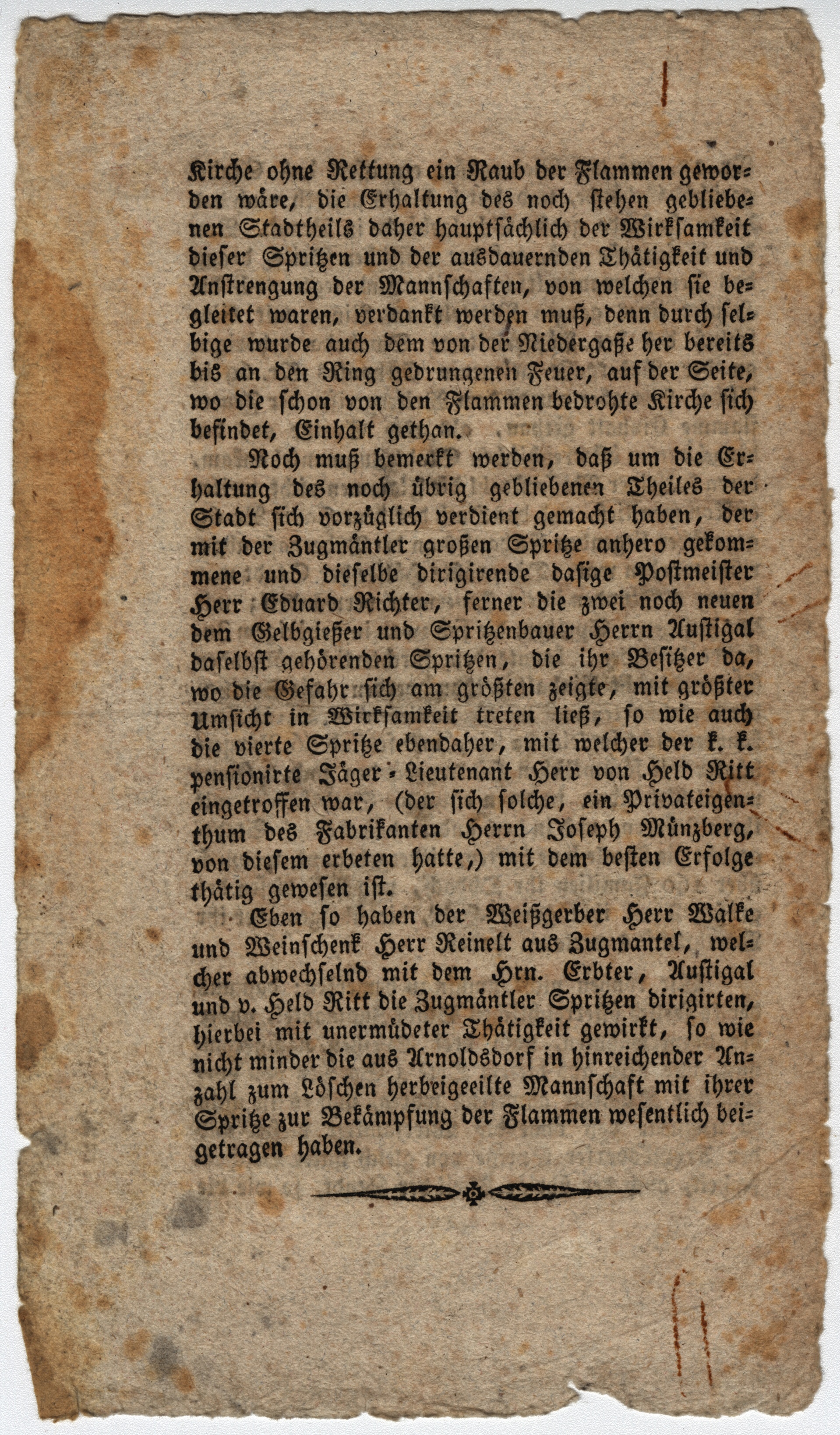 Náhledový obrázek Drobný tisk o požáru Glucholaz, 1834 - 8
