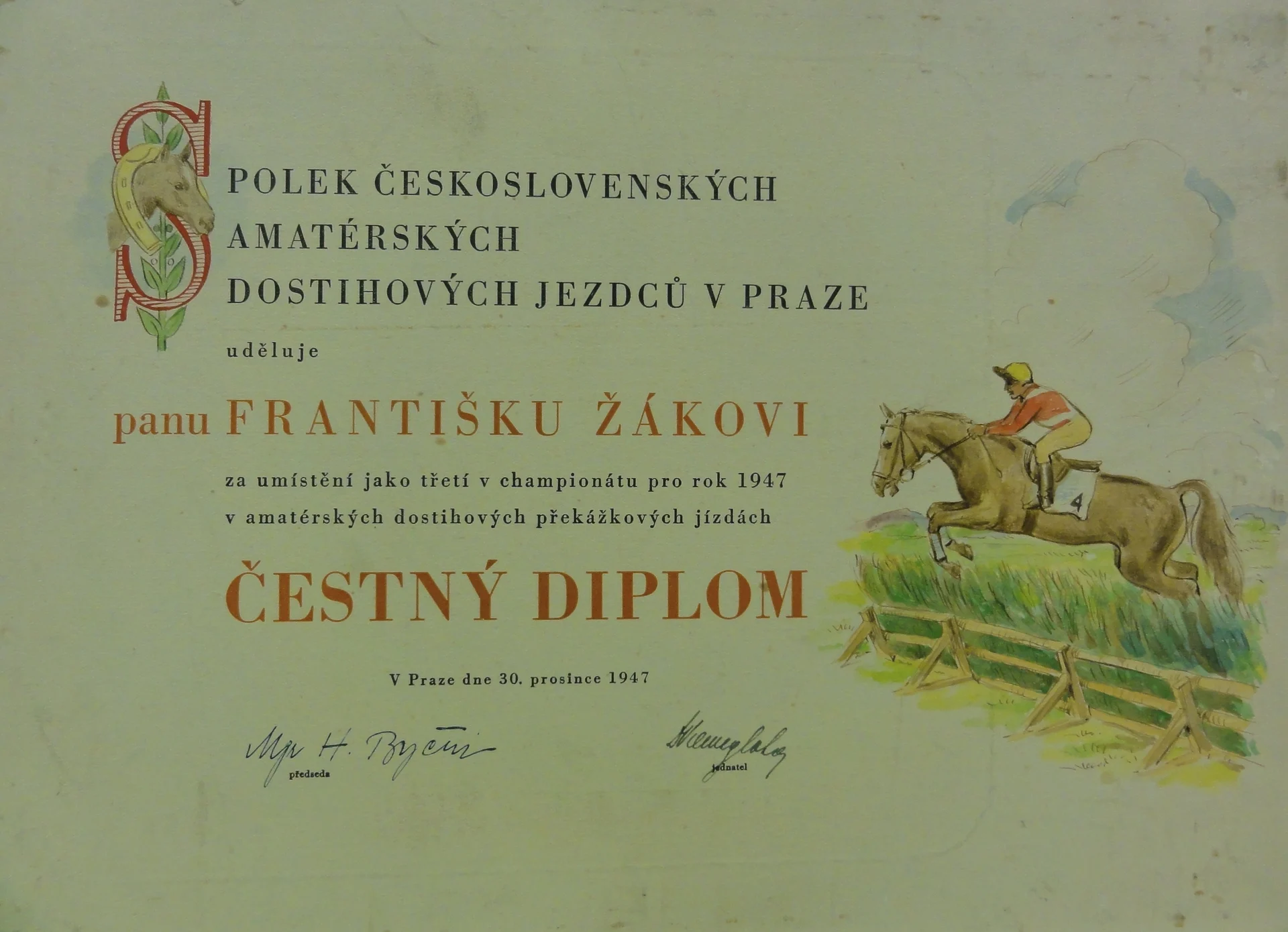 Náhledový obrázek předmětu Spolek čs. amatérských dostihových jezdců