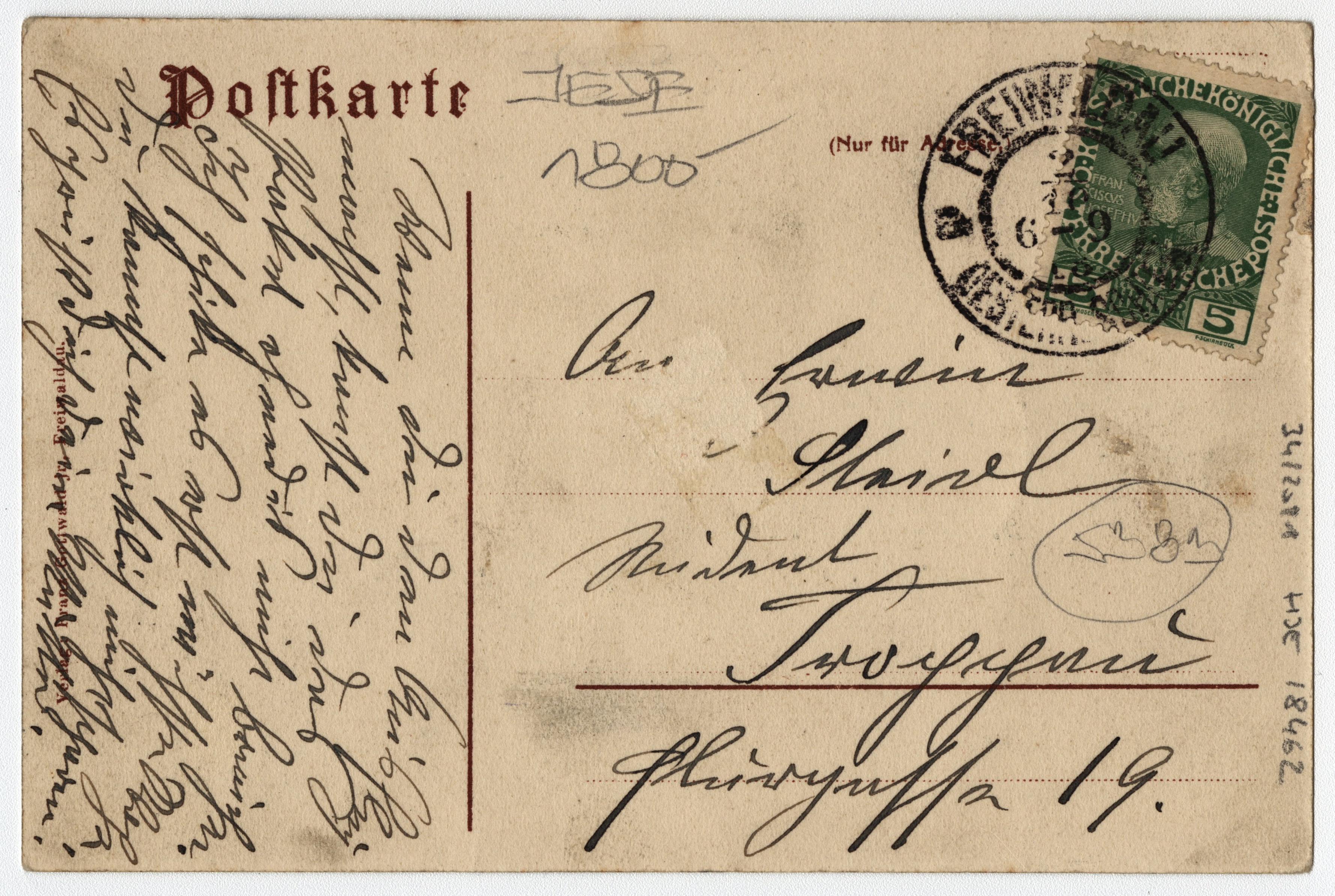 Náhledový obrázek Hostinec Feldmarschall Radetzky na náměstí Svobody / Freiheit (pohlednice) - 2