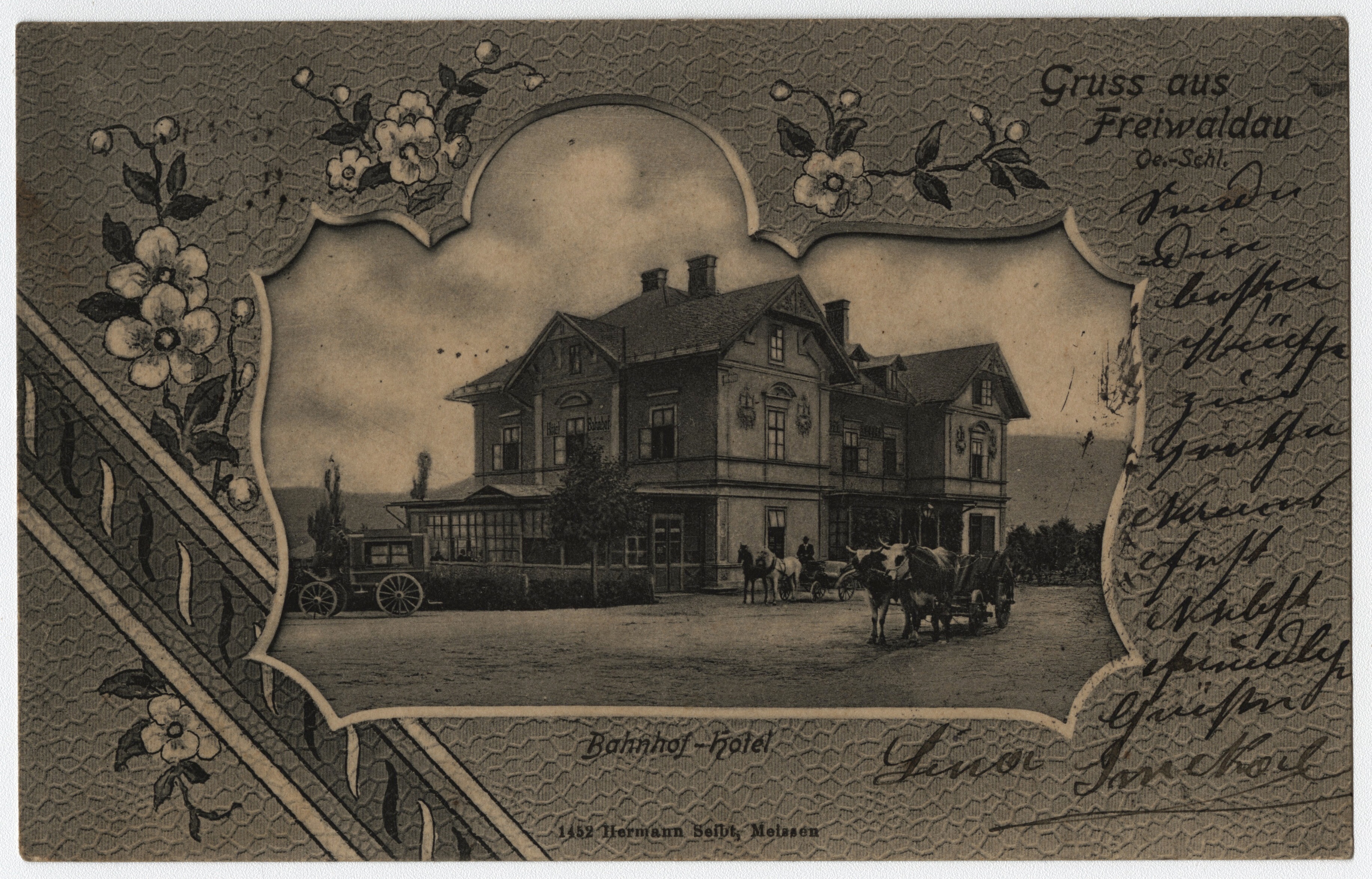 Náhledový obrázek Hotel Bahnhof v Jeseníku (poštovní dopisnice) - 1