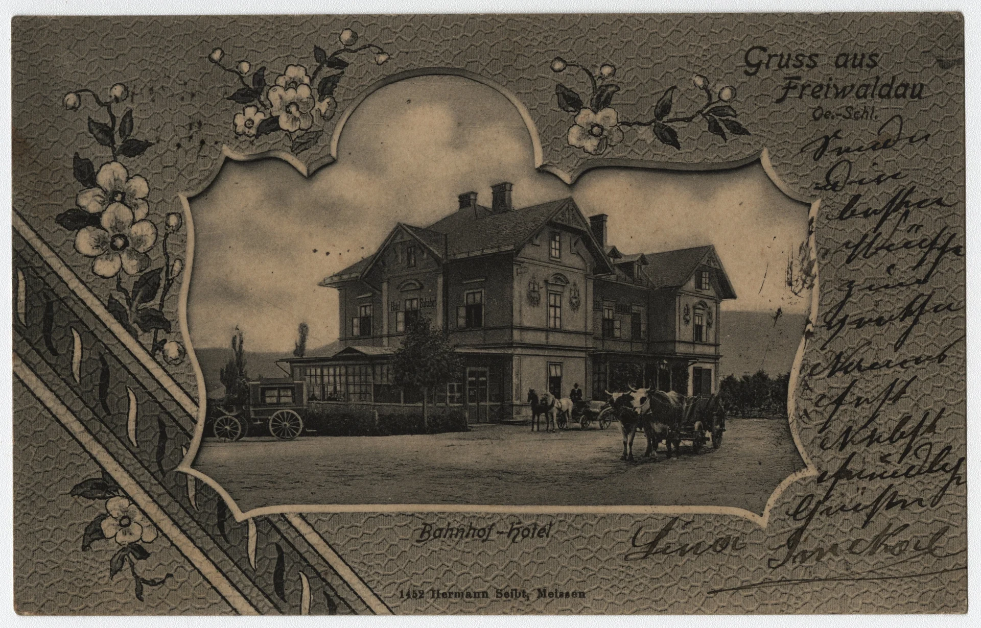 Náhledový obrázek předmětu Hotel Bahnhof v Jeseníku (poštovní dopisnice)