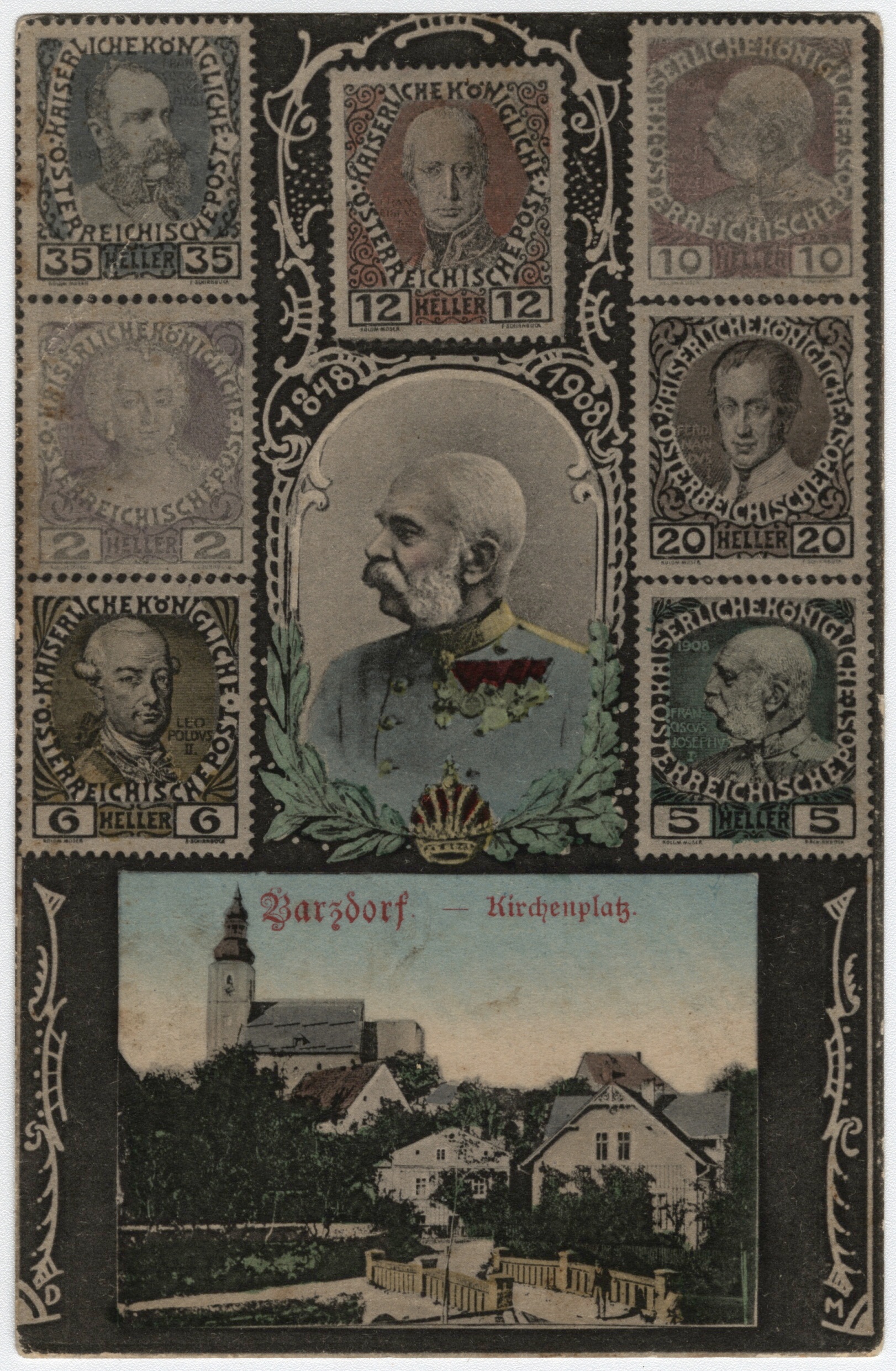 Náhledový obrázek Bernartice a František Josef I. (pohlednice) - 1