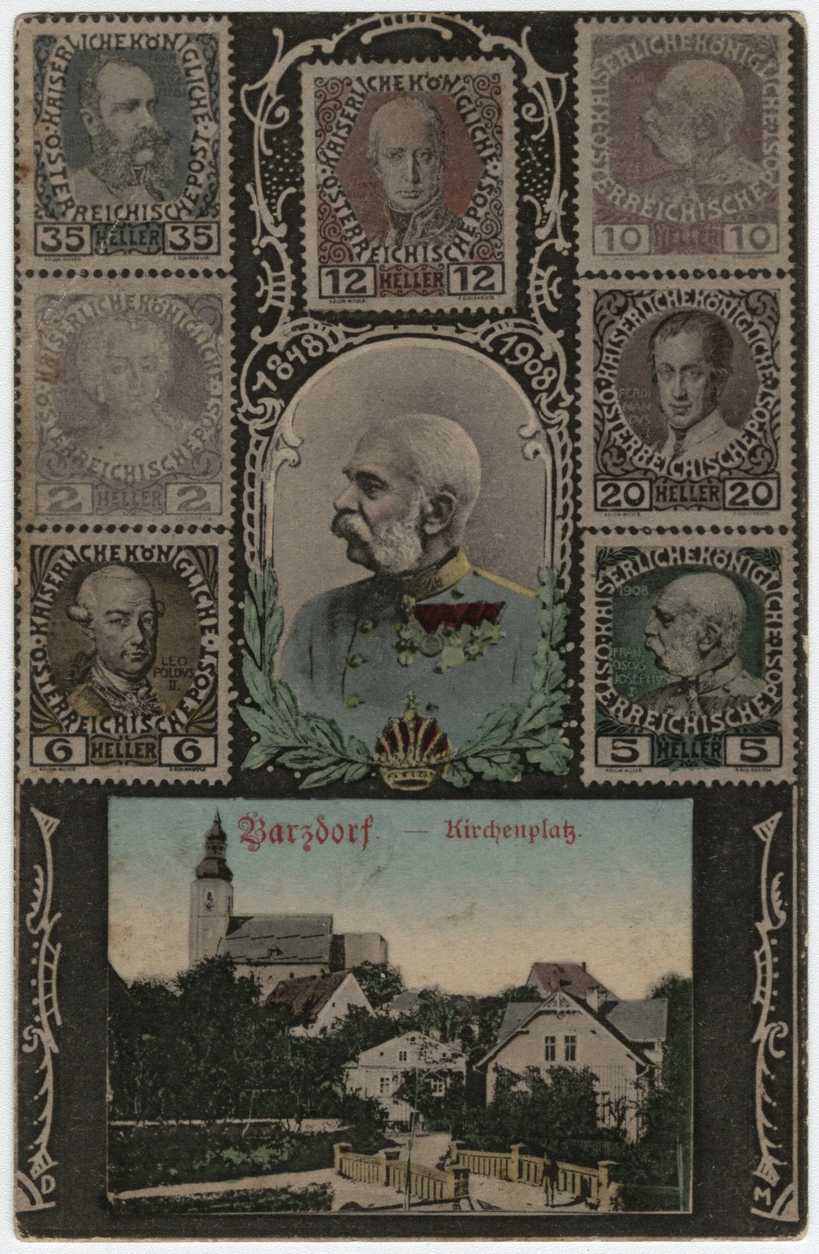Náhledový obrázek předmětu Bernartice a František Josef I. (pohlednice)
