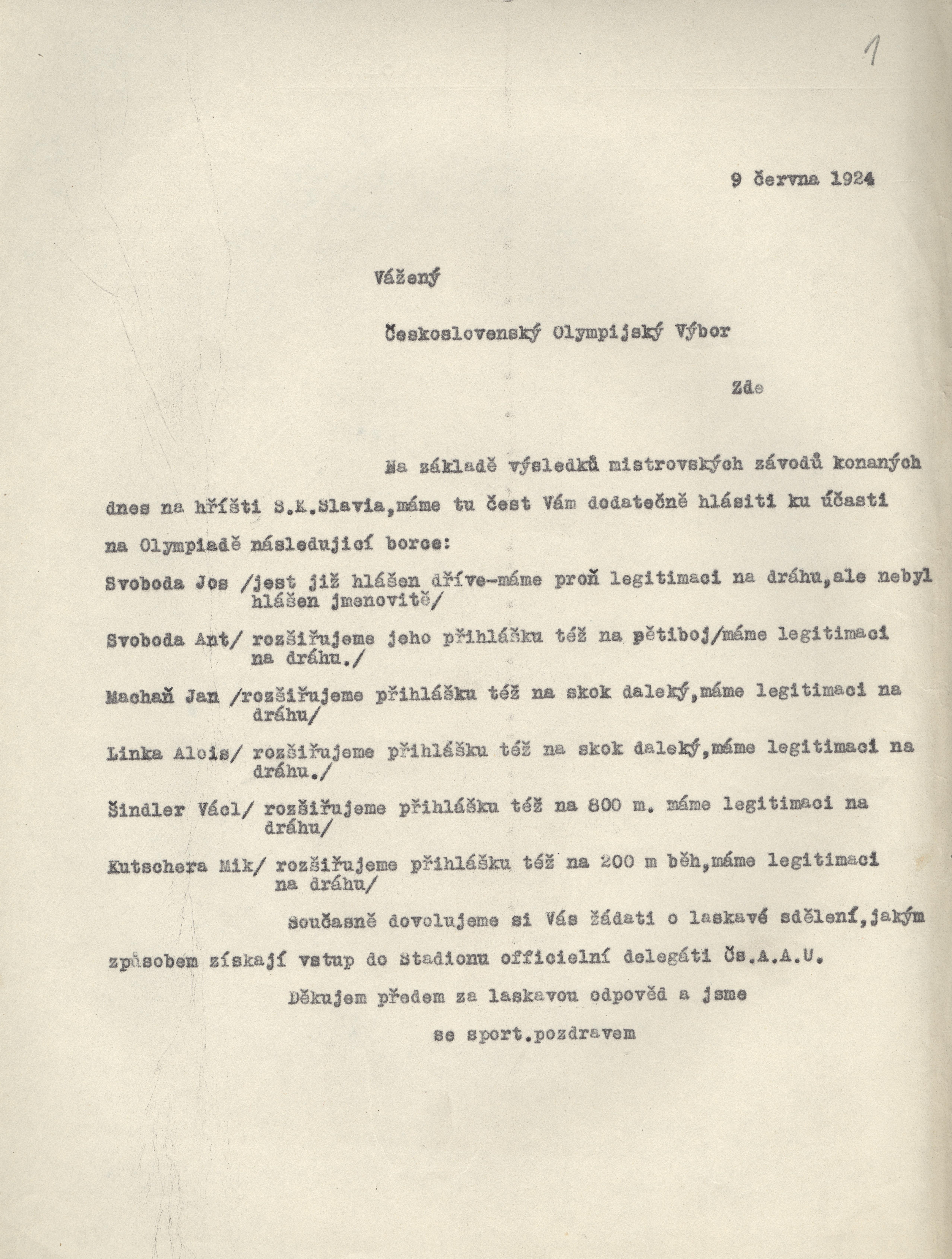 Náhledový obrázek Seznamy officielních osob a závodníků ČsAAU pro hry v Paříži - 3