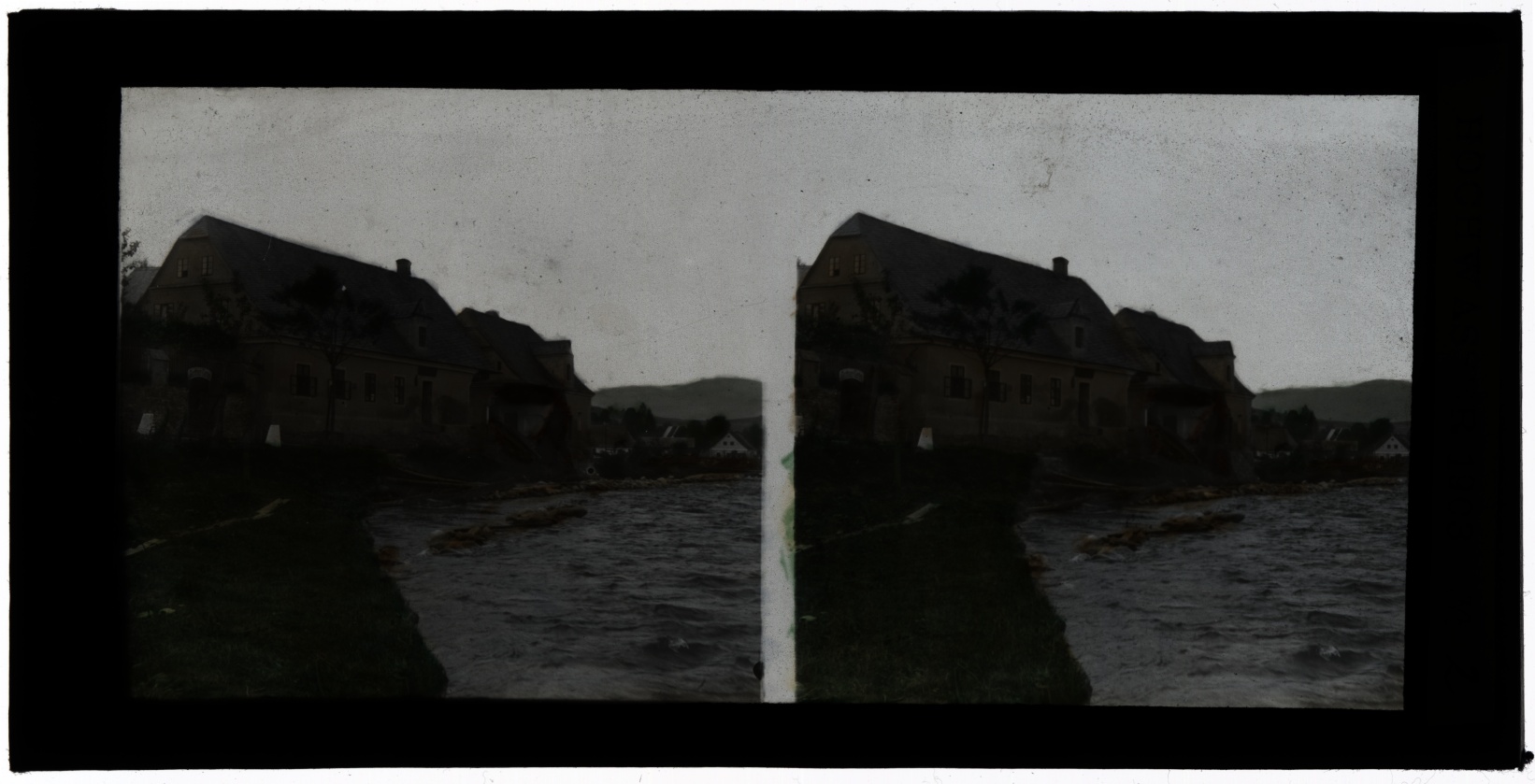 Náhledový obrázek Povodeň r. 1903: Adolfovice (skleněný stereodiapozitiv) - 3