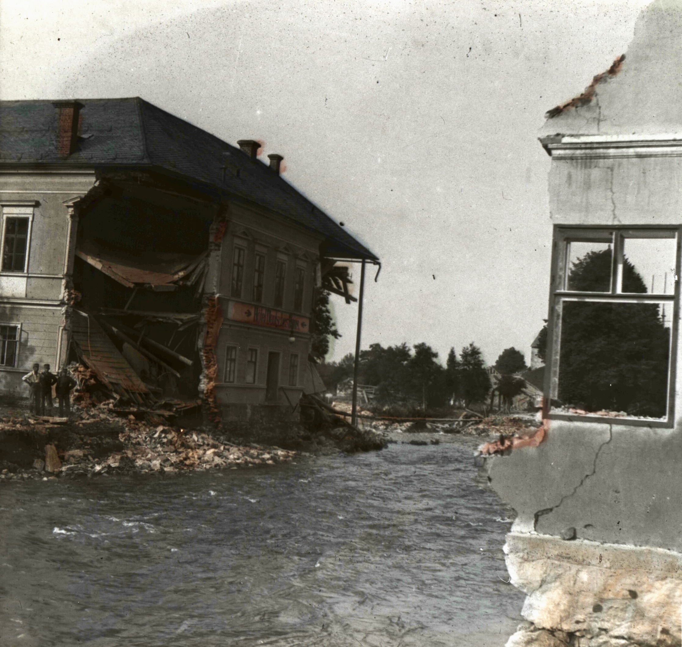 Náhledový obrázek Povodeň r. 1903: Mikulovice (skleněný stereodiapozitiv) - 2