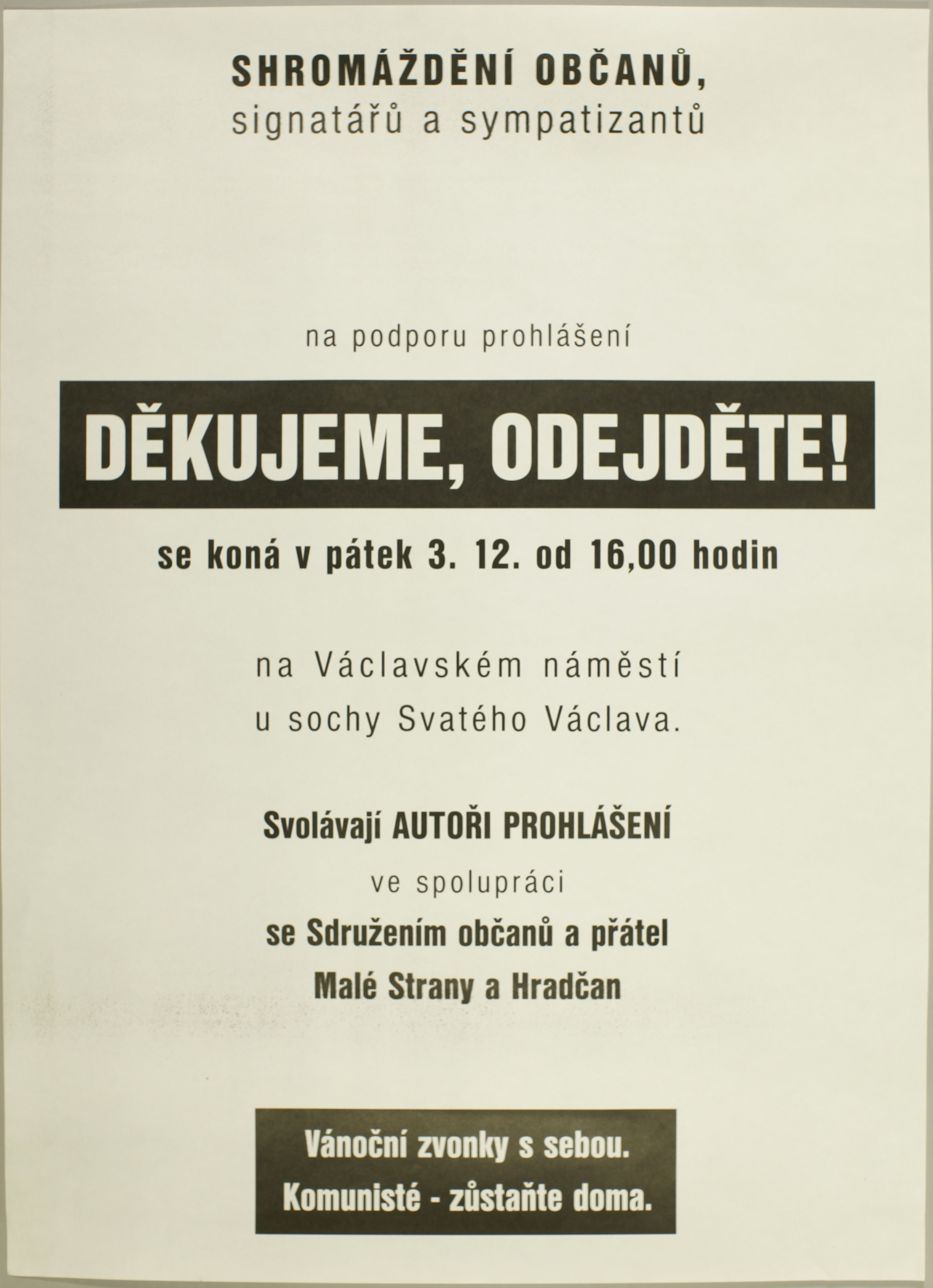 Náhledový obrázek Plakát iniciativy Děkujeme, Odejděte - 1
