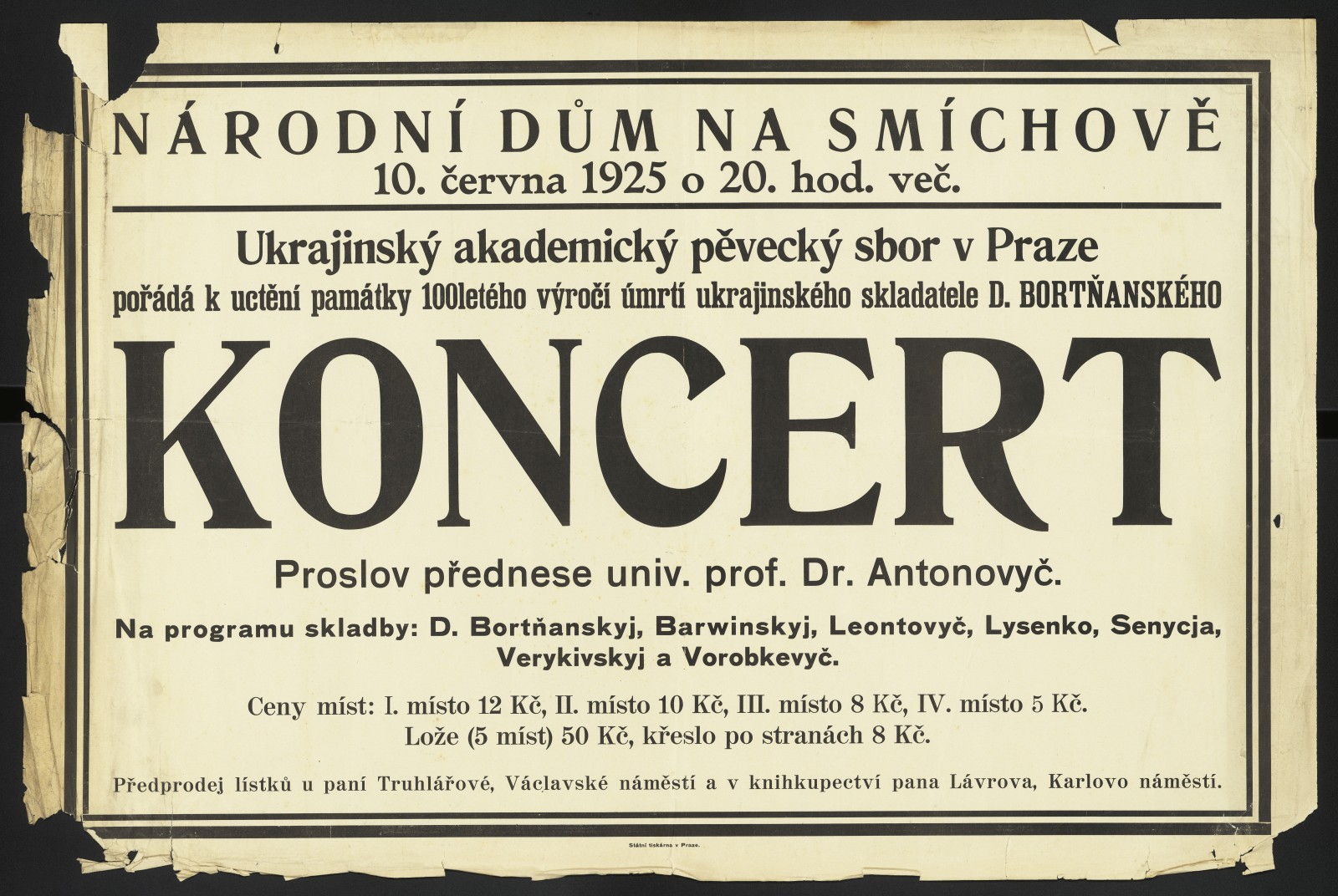 Náhledový obrázek Koncert k uctění památky 100letého výročí úmrtí ukrajinského skladatele D. Bortňanského - 1