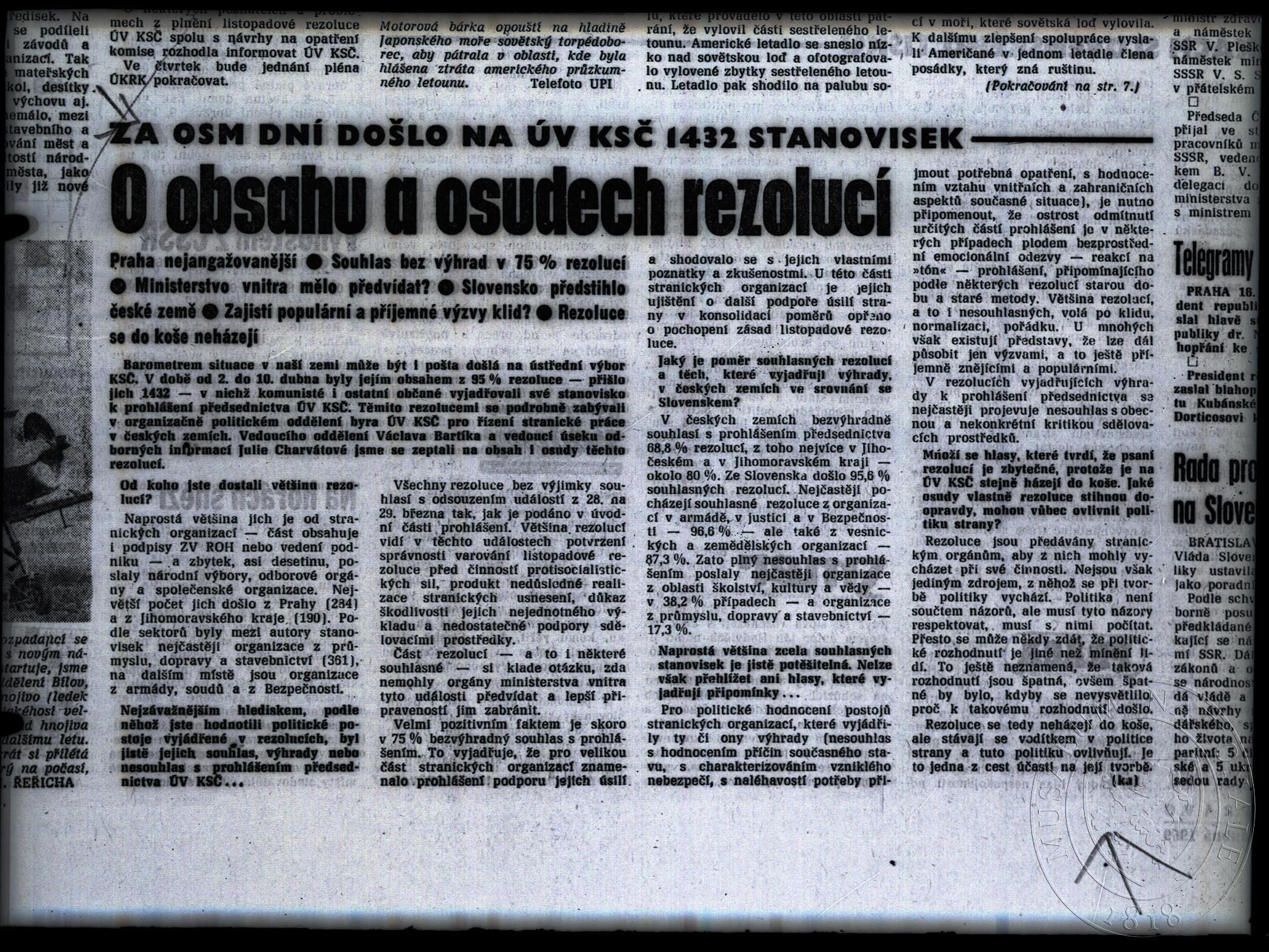 Náhledový obrázek Článek O obsahu a osudech rezolucí. - 1