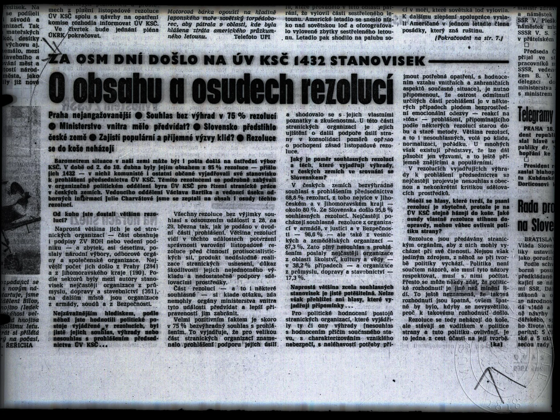 Náhledový obrázek předmětu Článek O obsahu a osudech rezolucí.