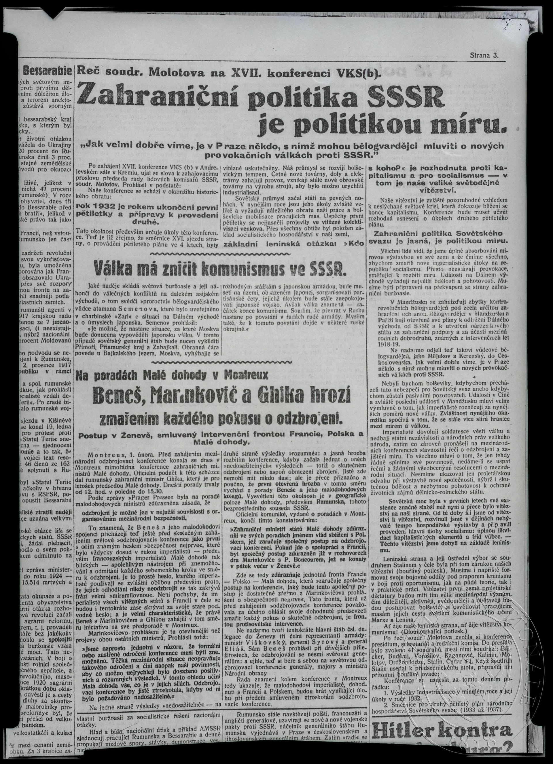 Obrázek Článek, Zahraniční politika SSSR je politikou míru