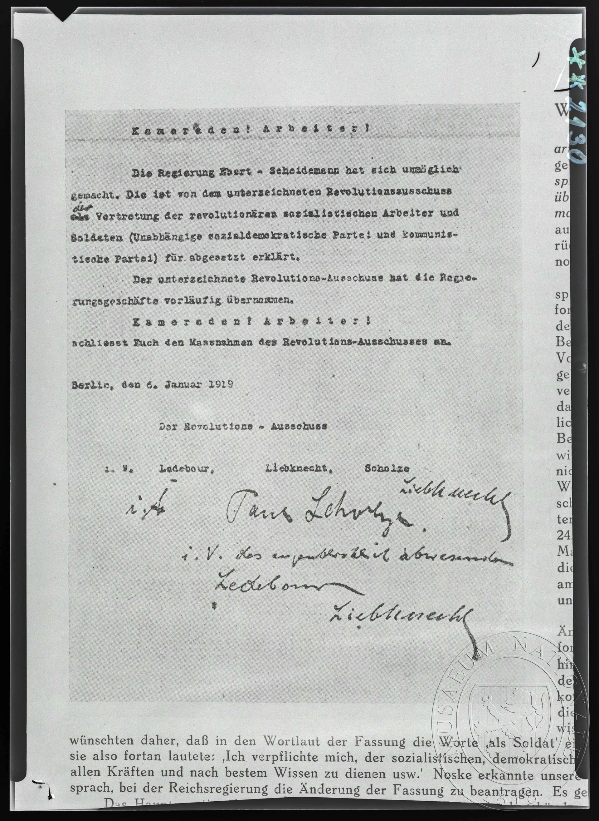 Obrázek Dopis pracujícím, Revoluční výbor