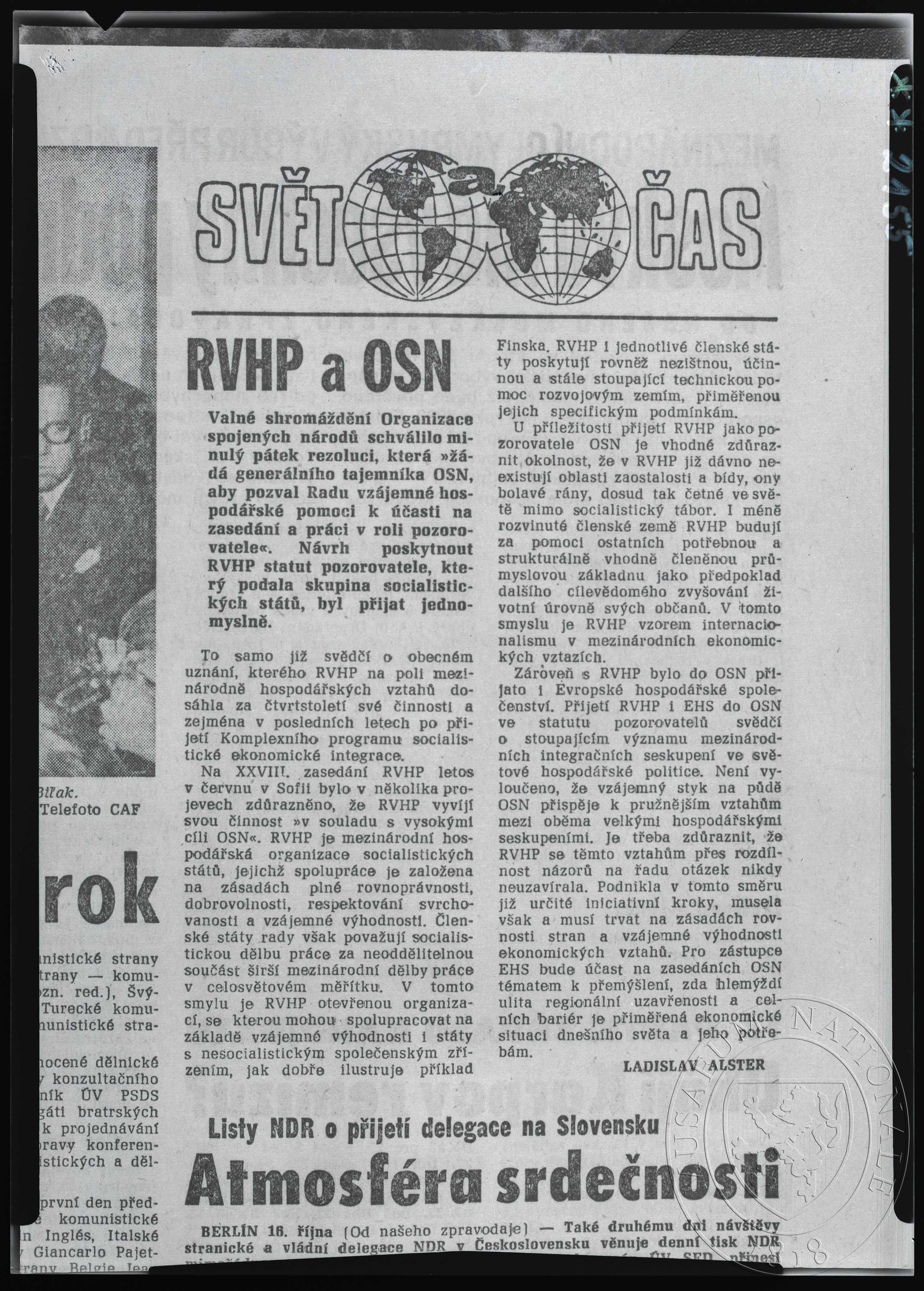 Náhledový obrázek Článek, RVHP a OSN - 1