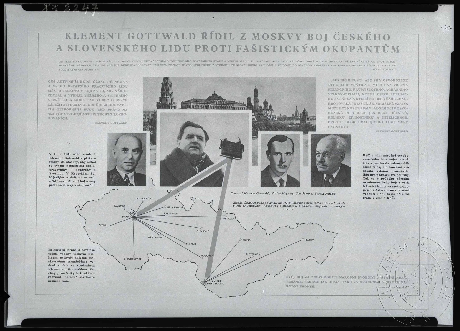 Obrázek Tisk, Klement Gottwald řídil z Moskvy boj českého a slovenského lidu proti fašistickým okupantům