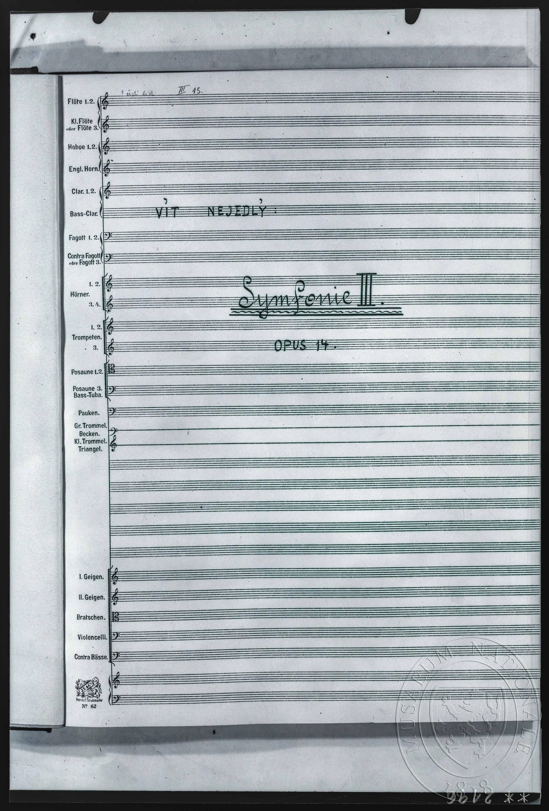 Obrázek Notový záznam, Symfonie III