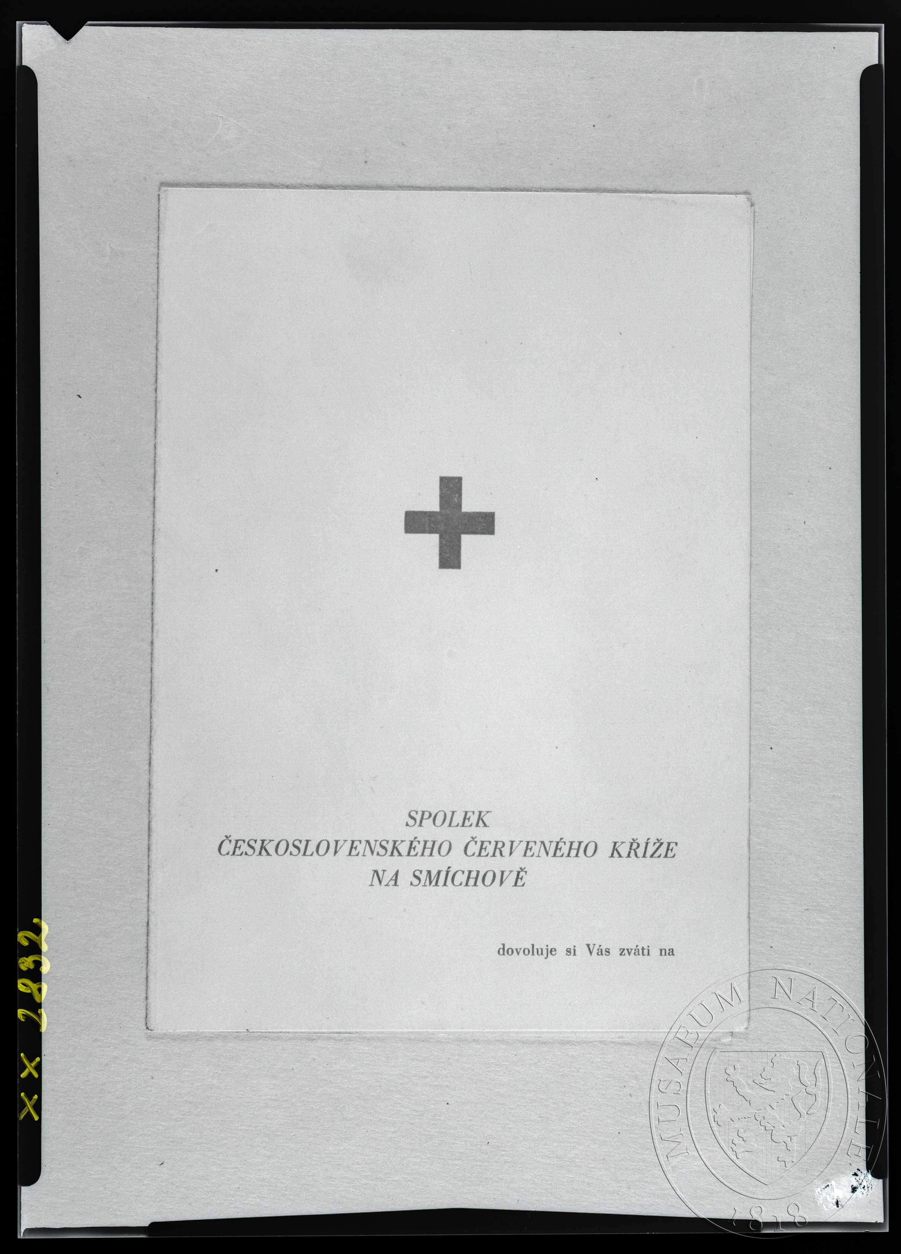 Náhledový obrázek Pozvánka, Spolek československého červeného kříže - 1