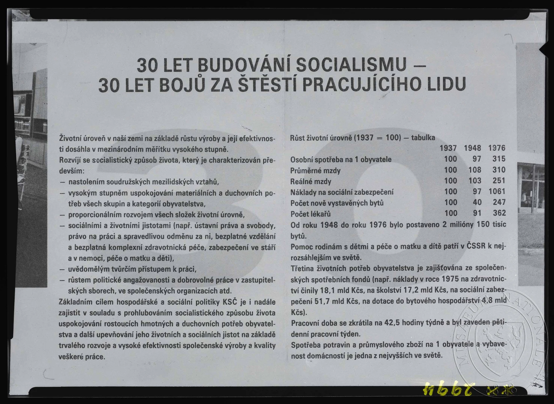 Obrázek Propagační tisk, 30 let budování socialismu