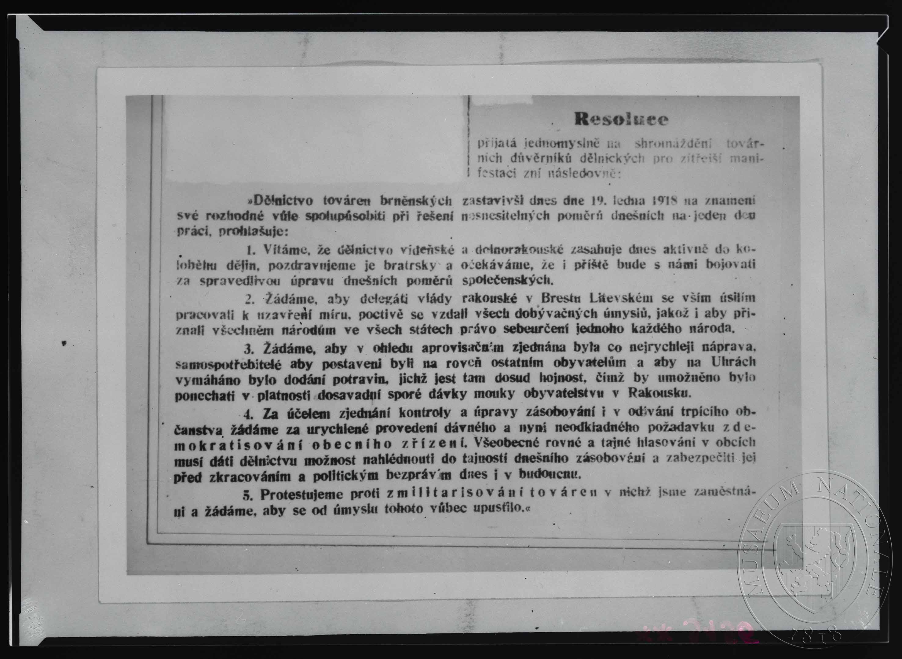 Náhledový obrázek Dokument, Resoluce - 1