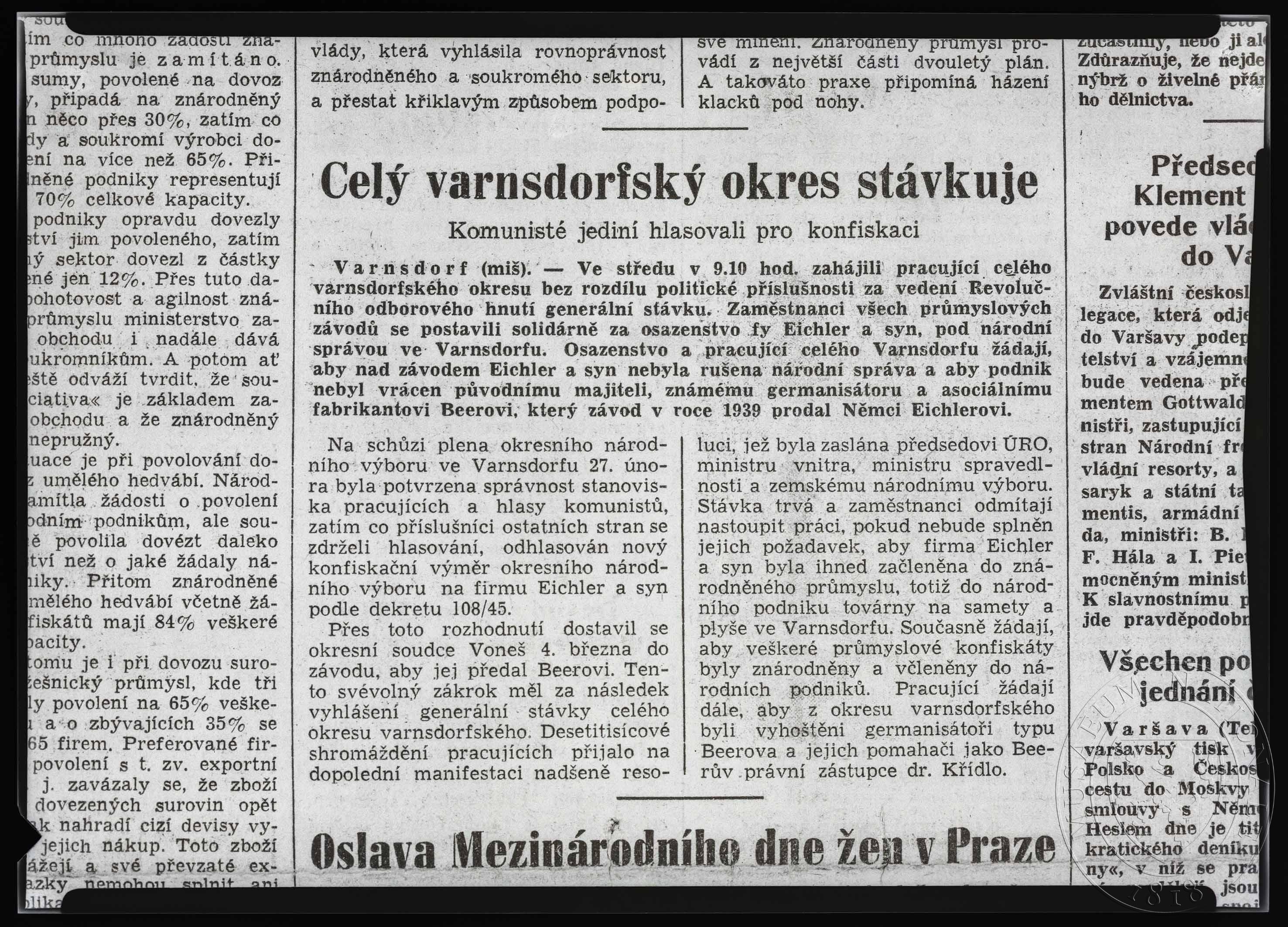 Náhledový obrázek Článek, Celý varnsdorfský okres stávkuje - 1