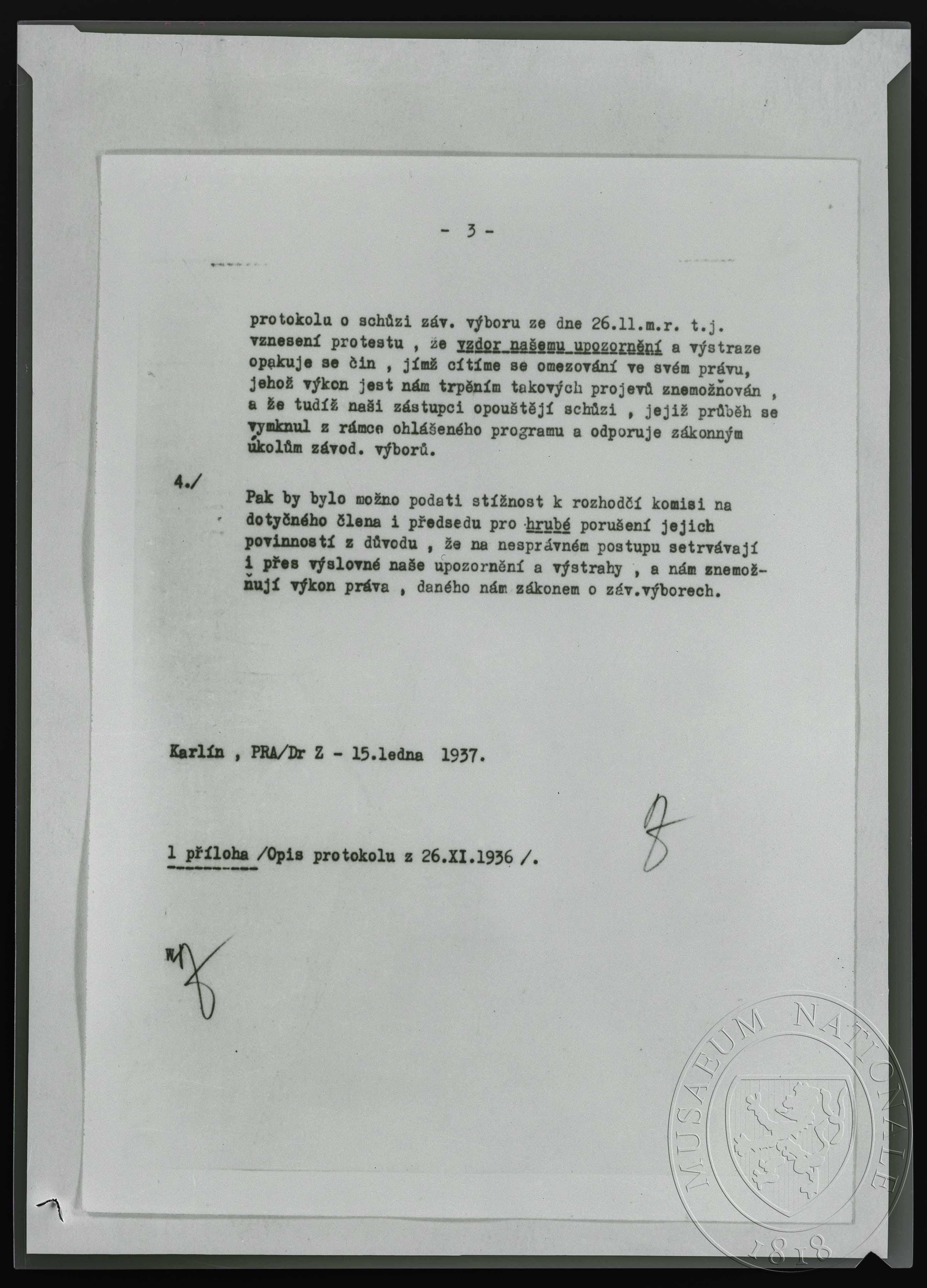 Náhledový obrázek Dopis vrchnímu velení dílen ČKD - 1