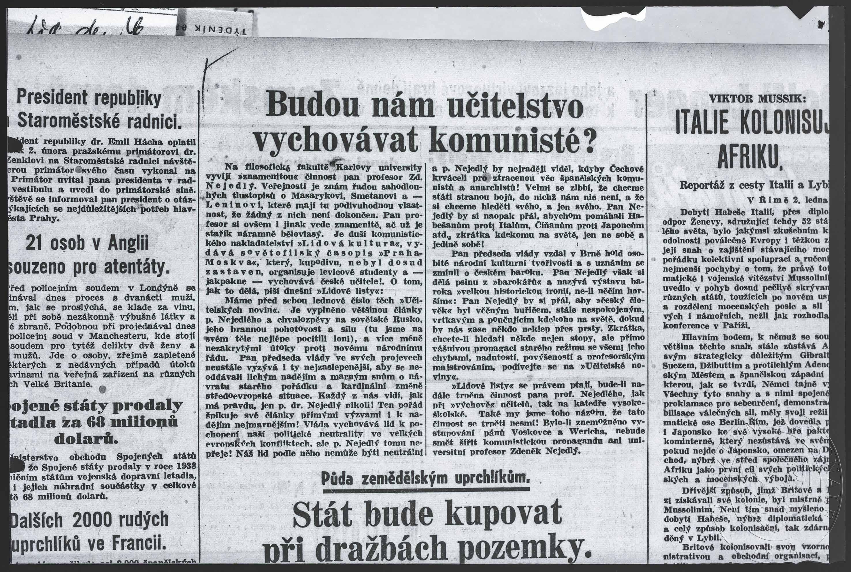 Náhledový obrázek Článek, Budou nám učitelstvo vychovávat komunisté? - 1