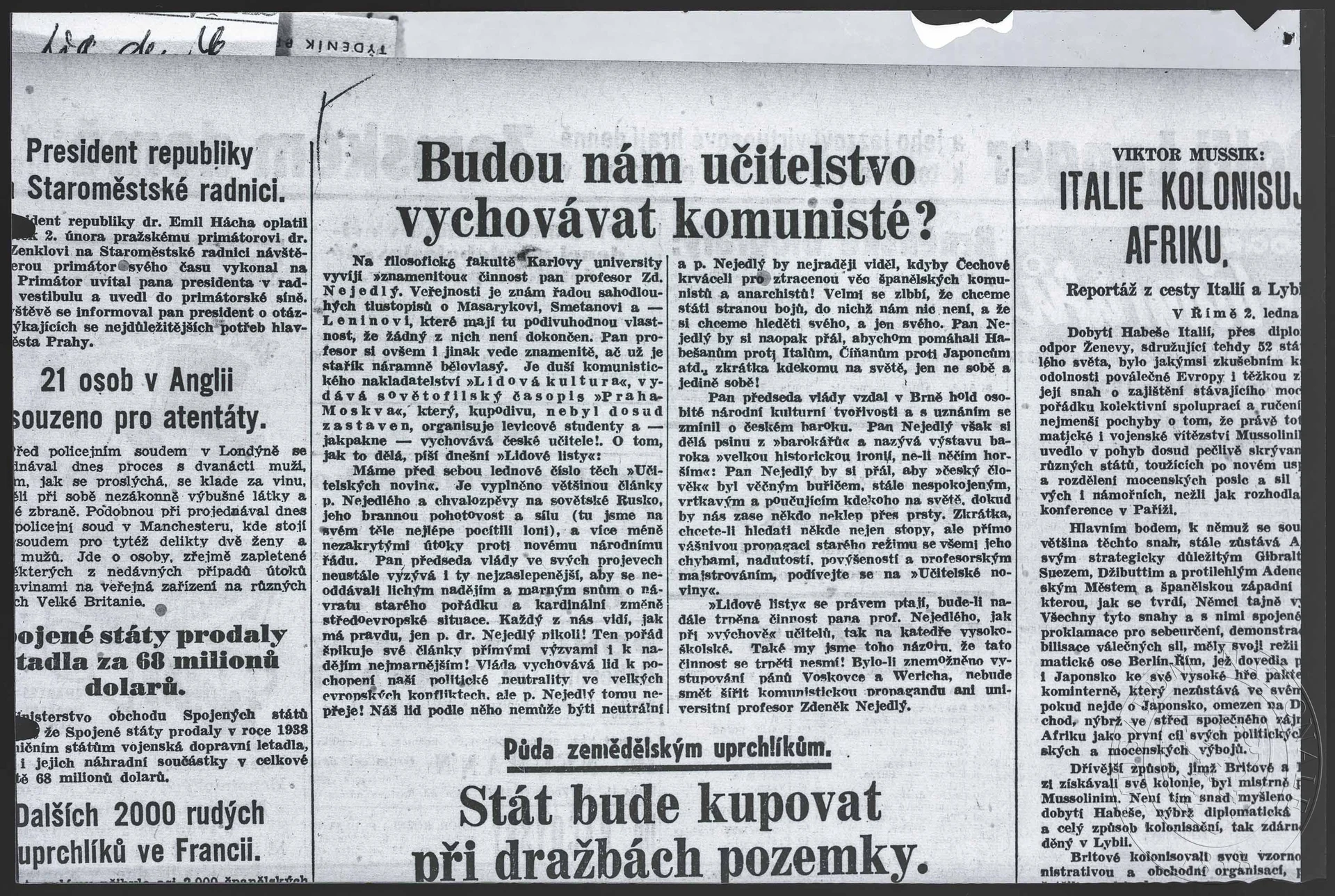 Obrázek Článek, Budou nám učitelstvo vychovávat komunisté?
