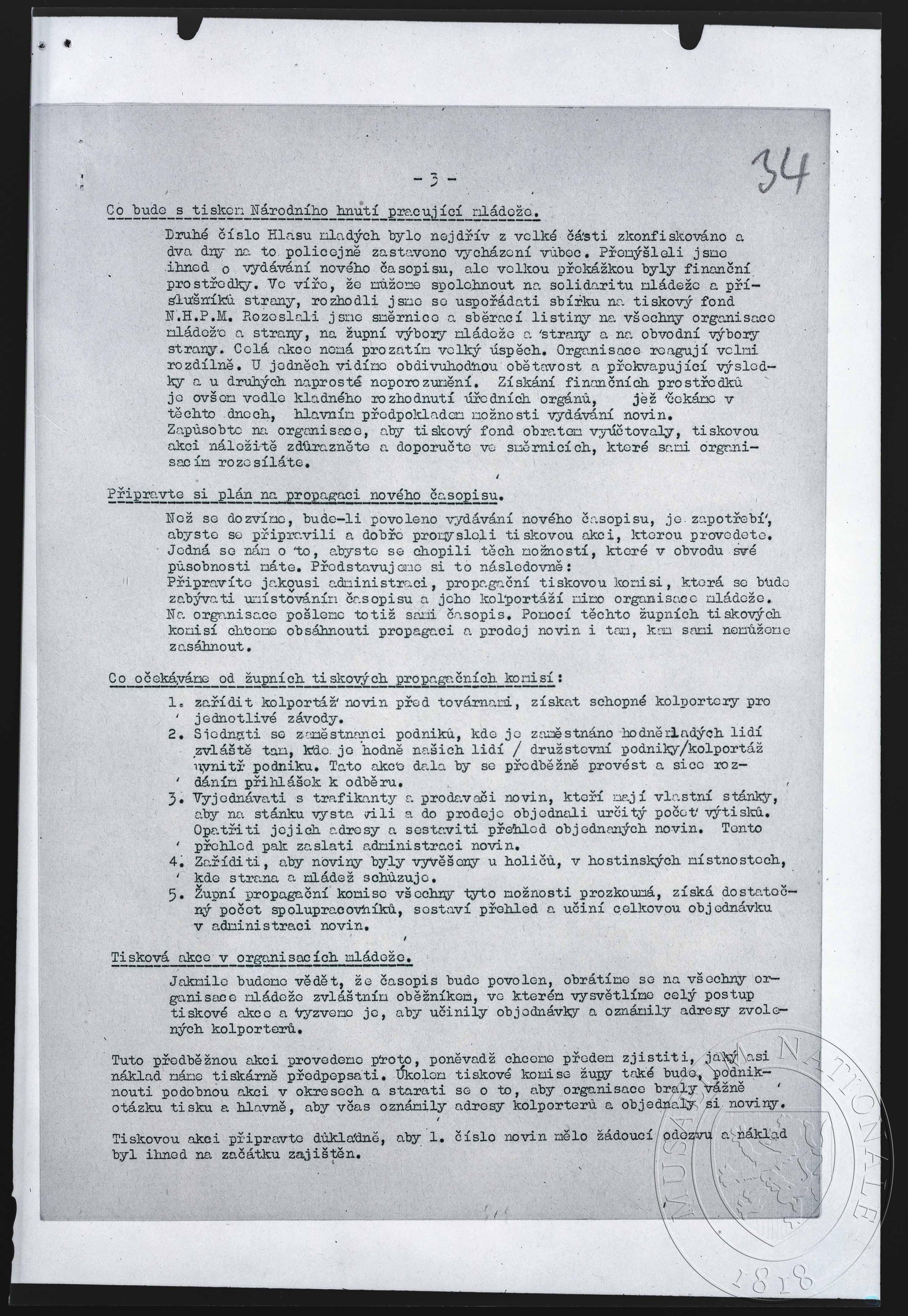 Náhledový obrázek Zpráva o dosavadní činnosti Národního hnutí pracující mládeže - 1