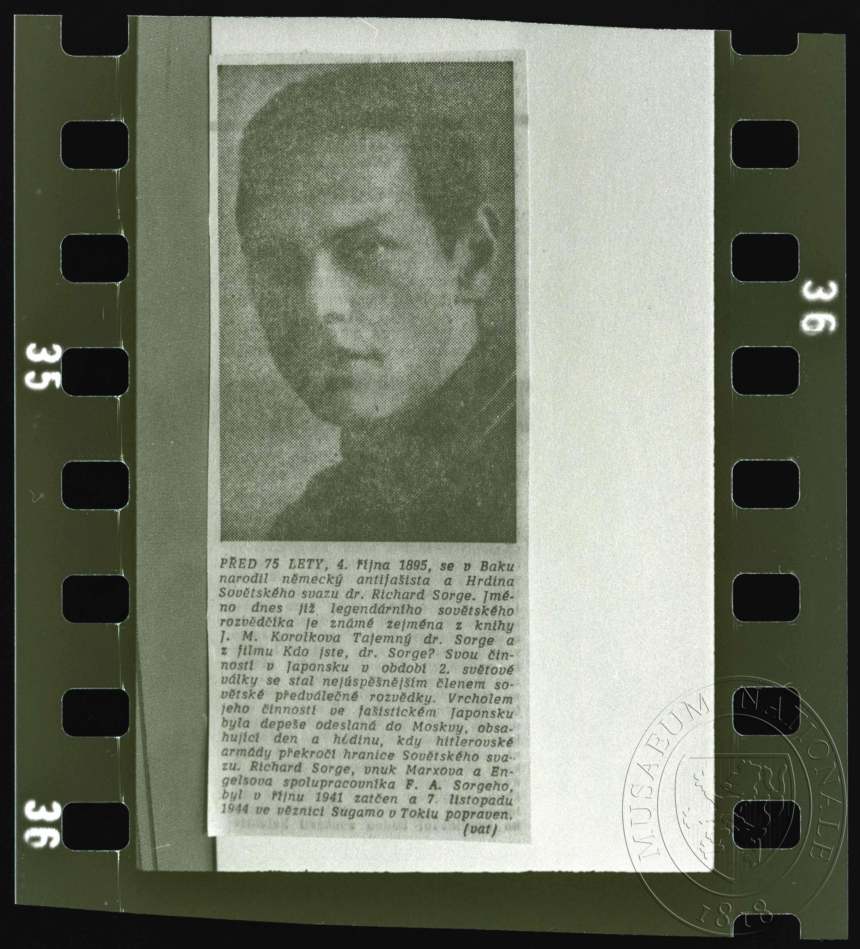 Náhledový obrázek Fotografie, článek a fotografie dr. Richarda Sorge - 1