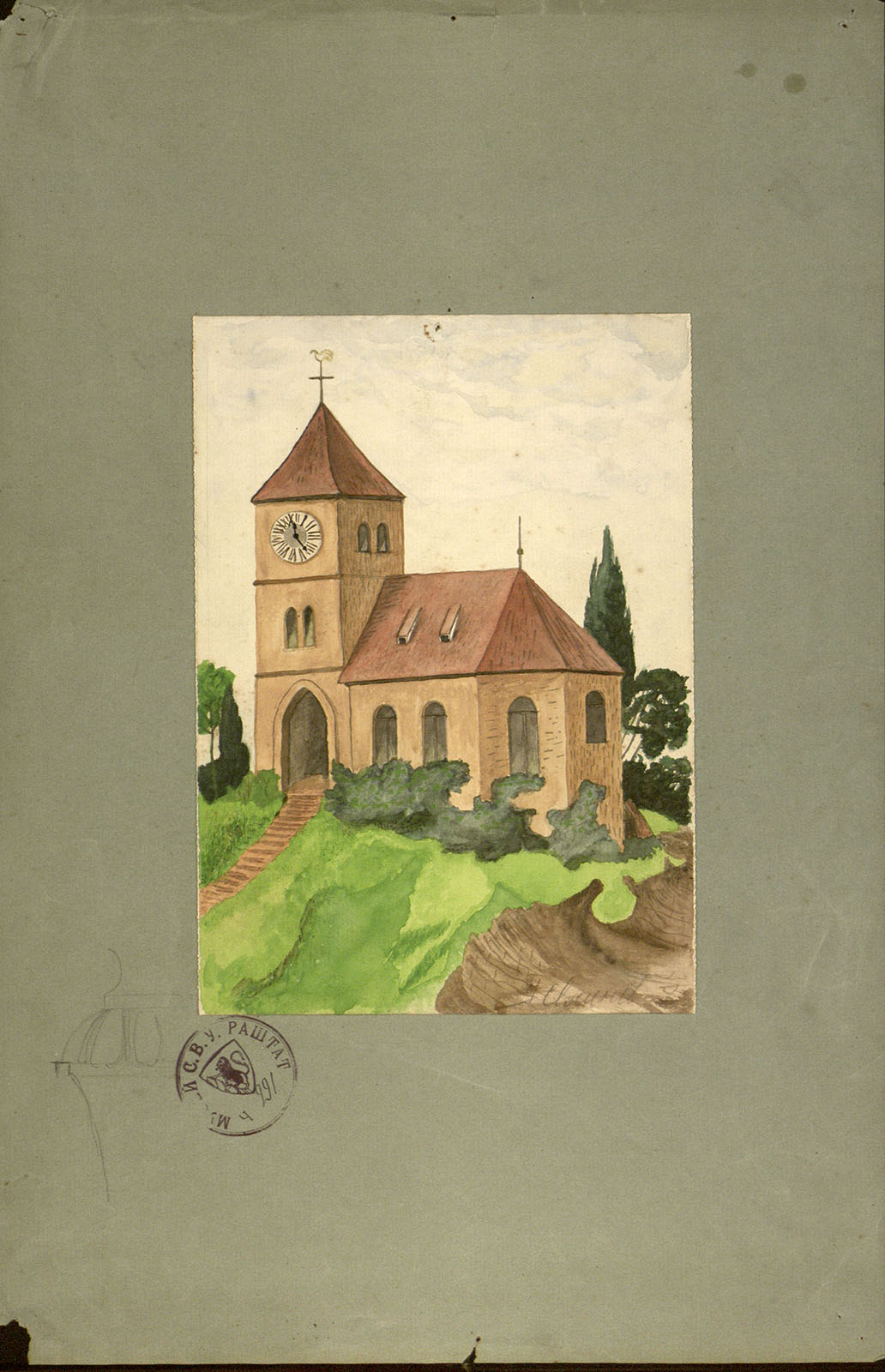 Náhledový obrázek Krajina s kostelem - 1