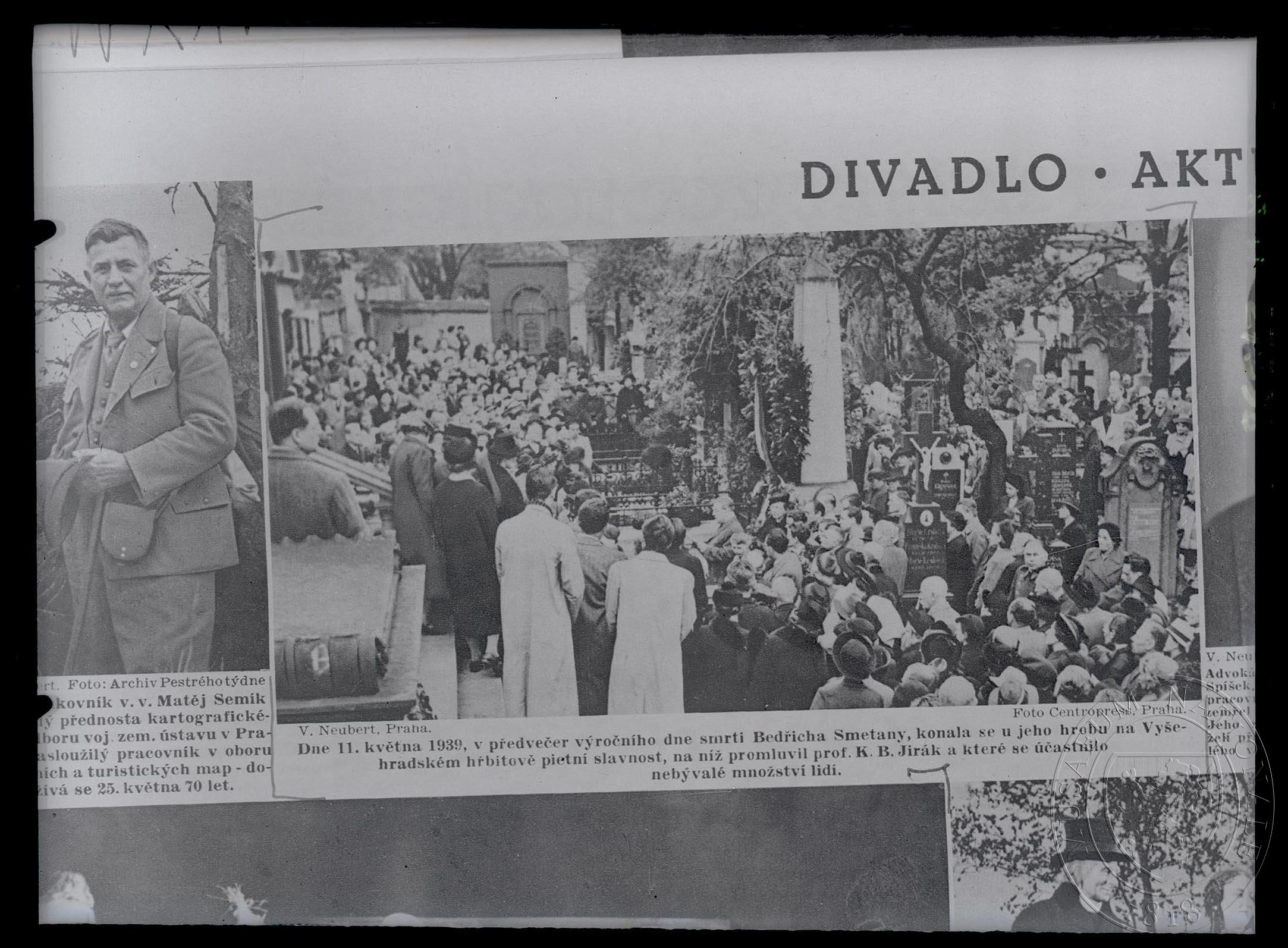 Náhledový obrázek Fotografie, pietní slavnost v předvečer výročního dne smrti Bedřicha Smetany, 11. 5. 1939. - 1
