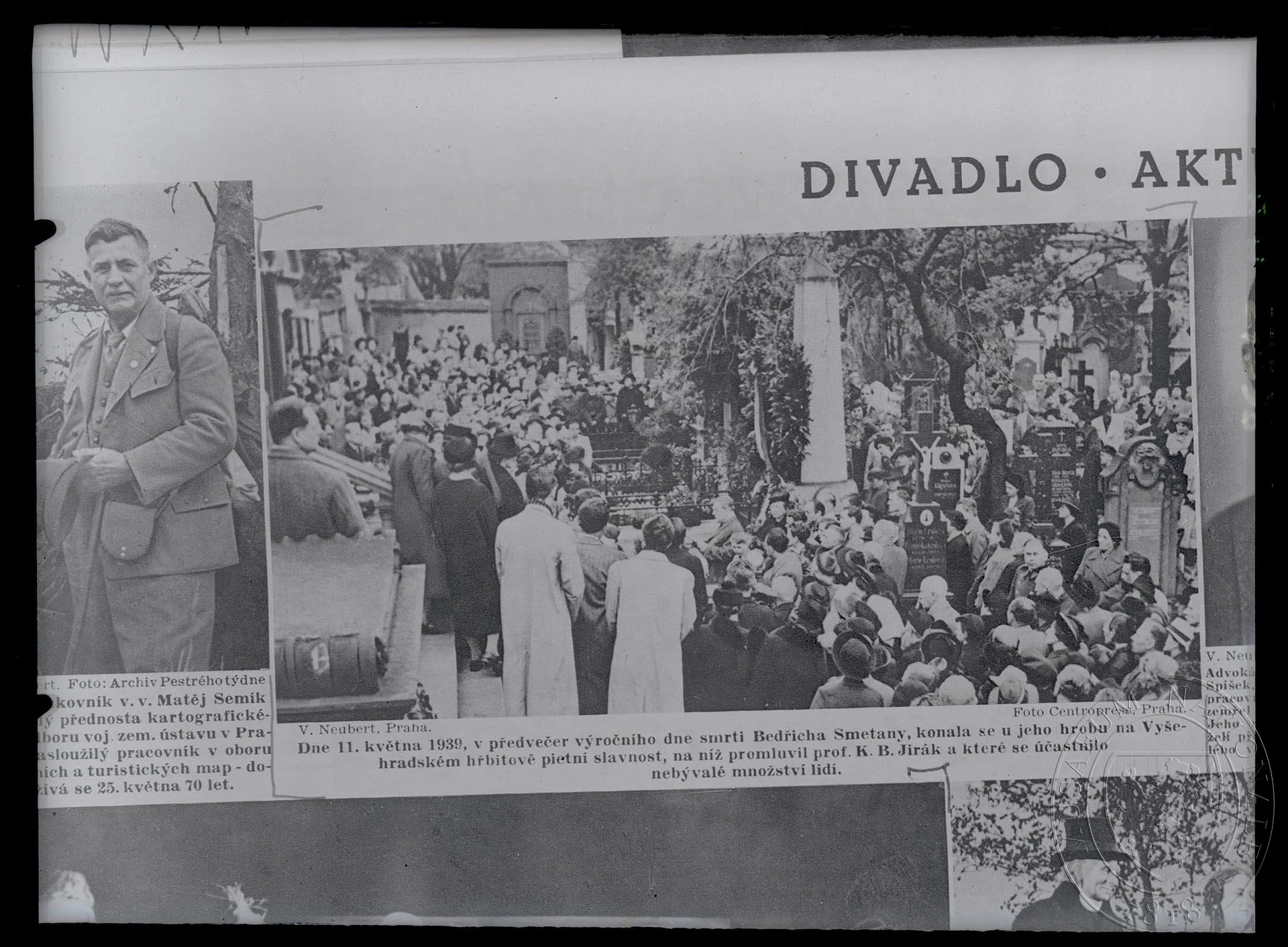 Obrázek Fotografie, pietní slavnost v předvečer výročního dne smrti Bedřicha Smetany, 11. 5. 1939.