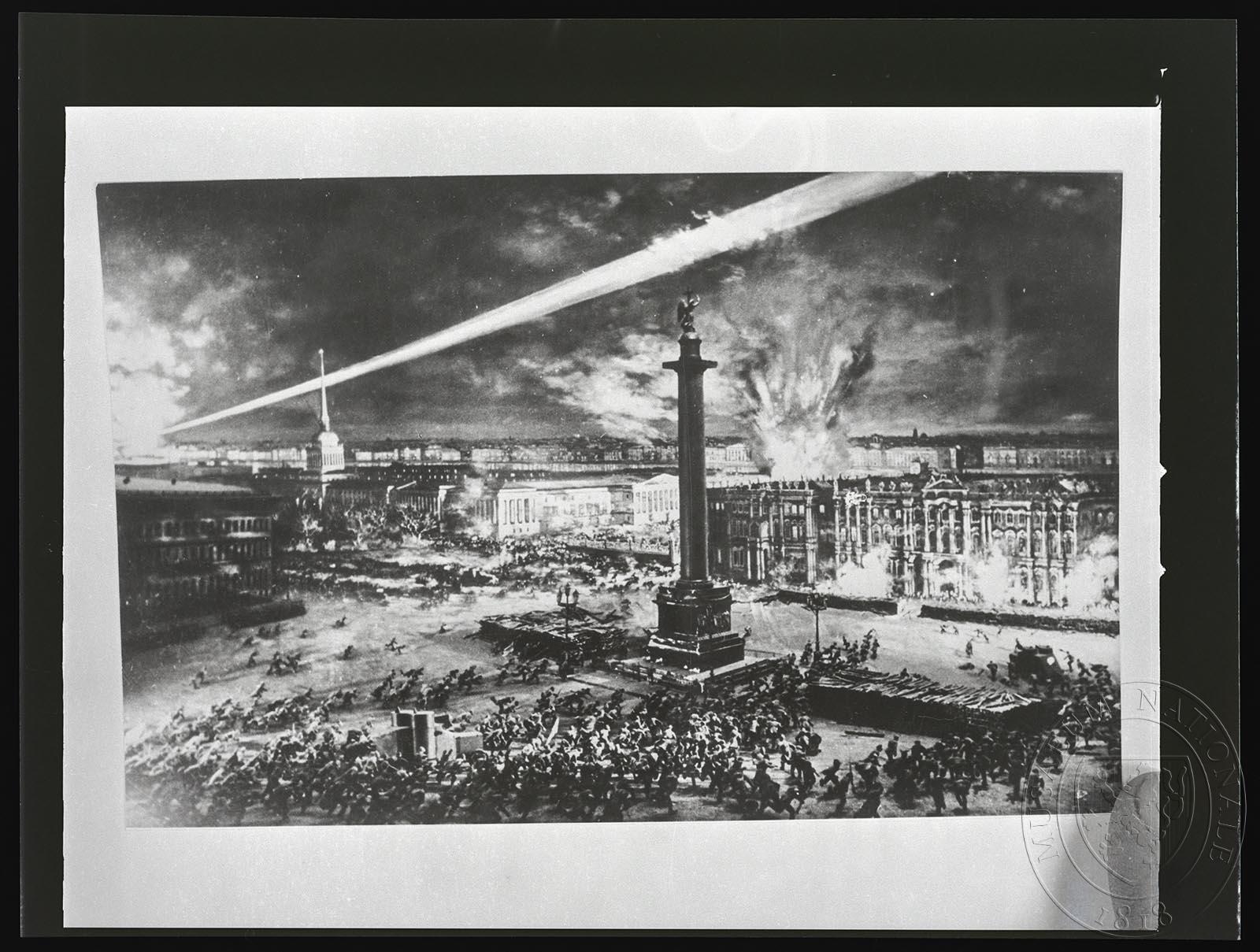 Náhledový obrázek Litografie, útok na Zimní palác - 1