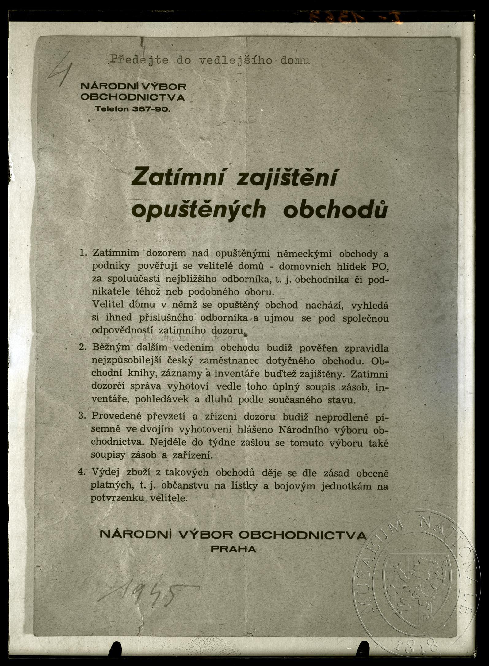 Náhledový obrázek Leták Zatimní zajištění opuštěných obchodů. - 1