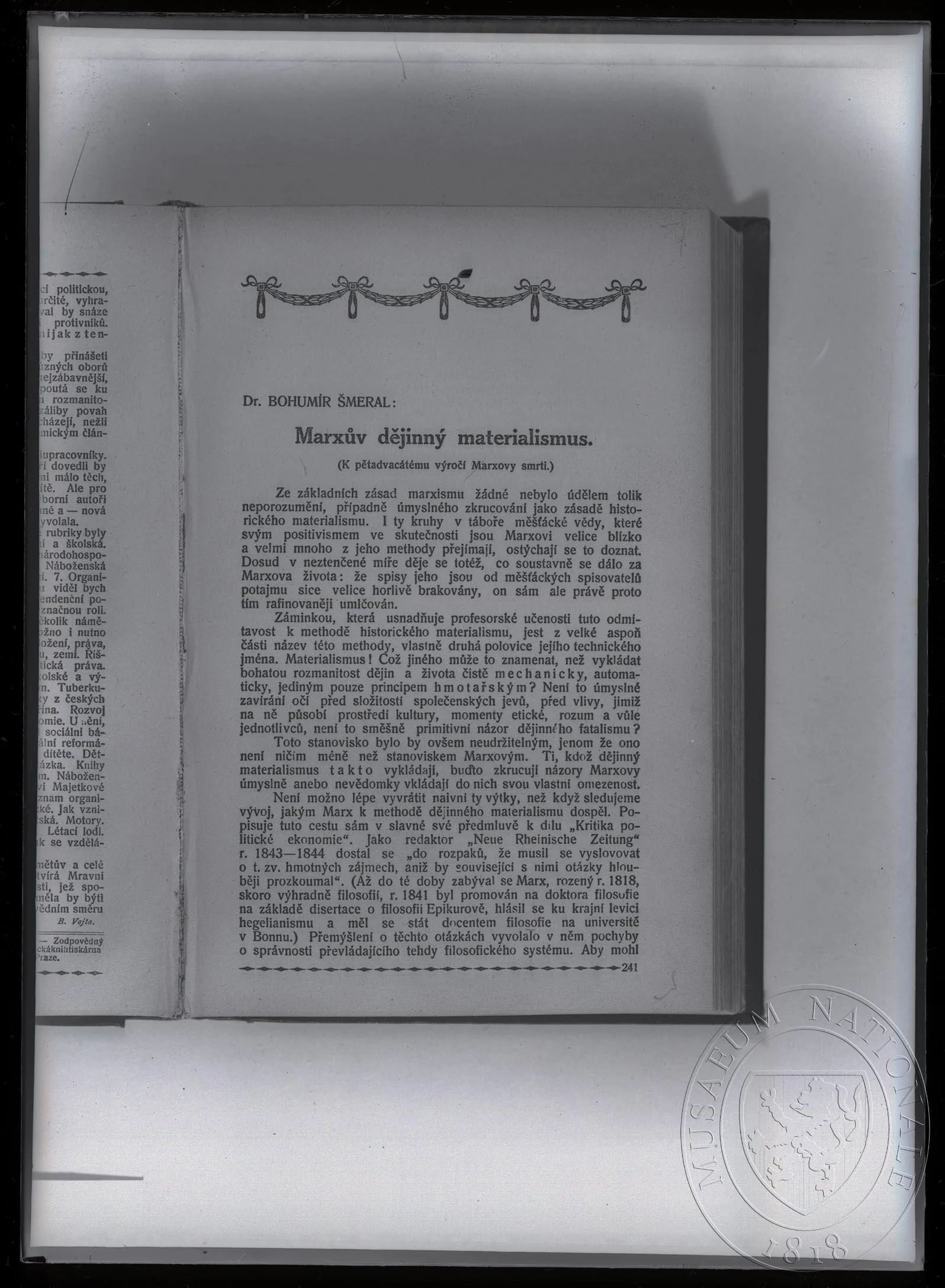 Obrázek Text Marxův dějinný materialismus