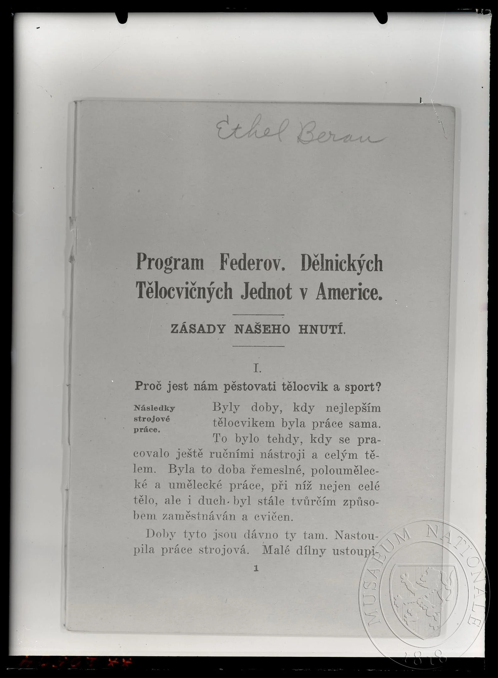 Obrázek Text Program Dělnických Tělovýchovných Jednot v Americe