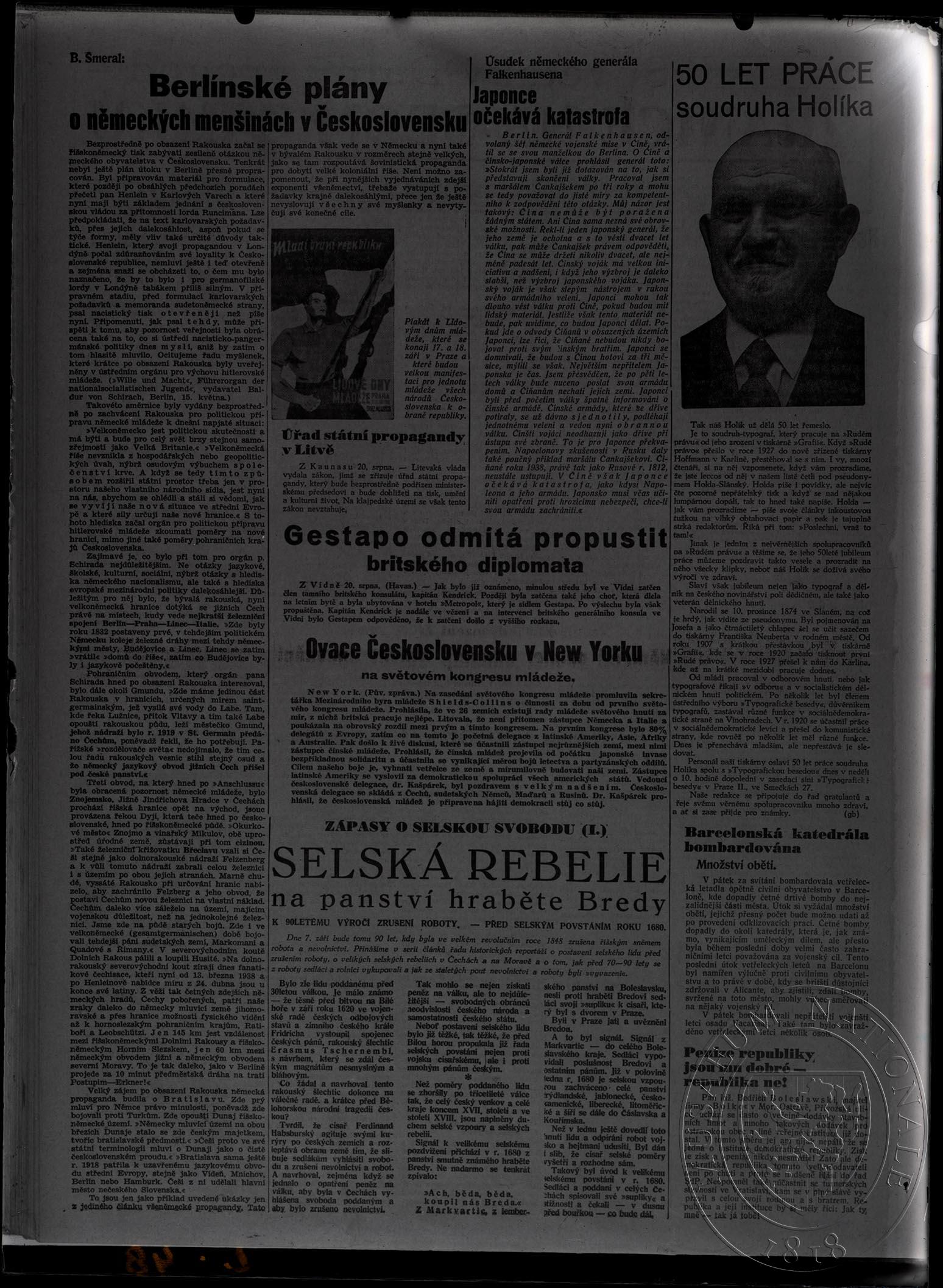 Obrázek Článek, Berlínské plány o německých menšinách v Československu