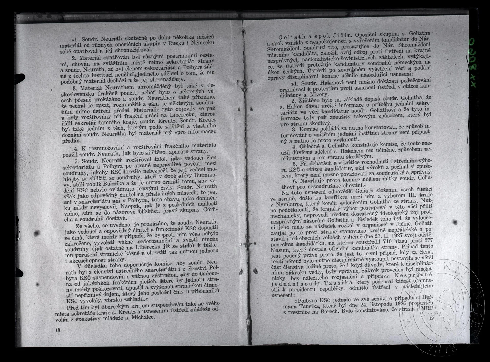 Obrázek Text Zpráva ústředí KSČ o činnosti v období od III. ku IV. sjezdu
